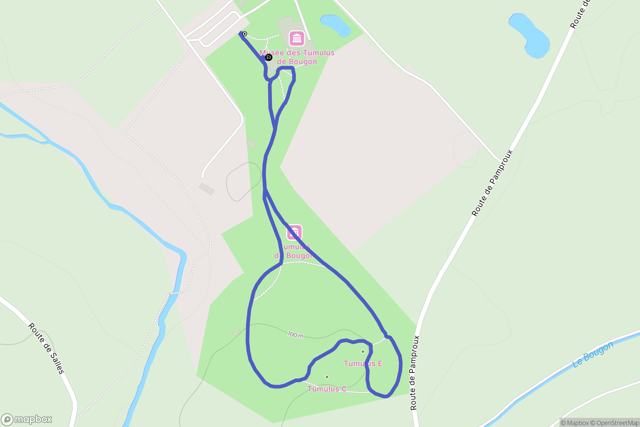 Bougon : carte du parcours de randonnée - France