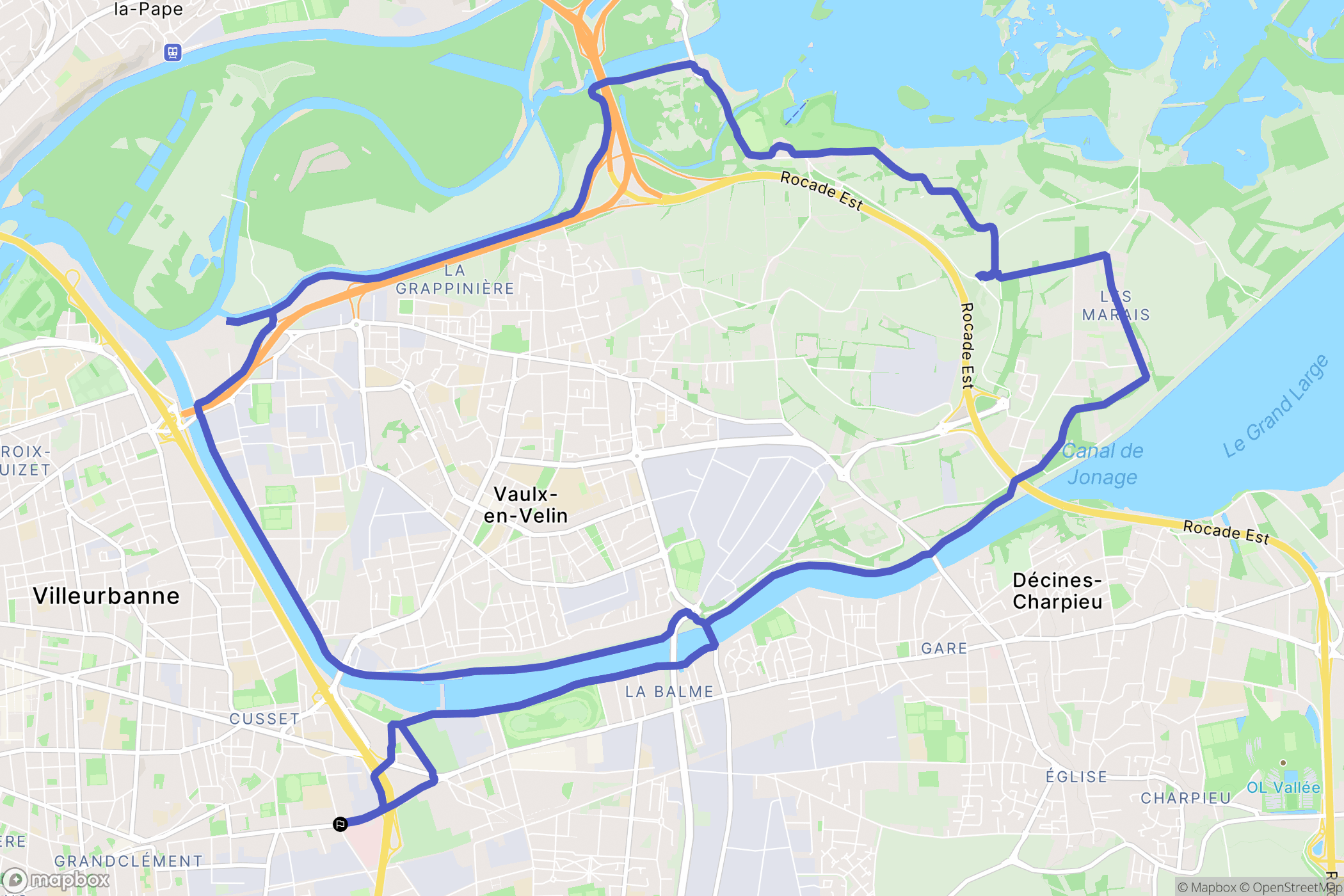 Villeurbanne : carte du parcours de randonnée - France