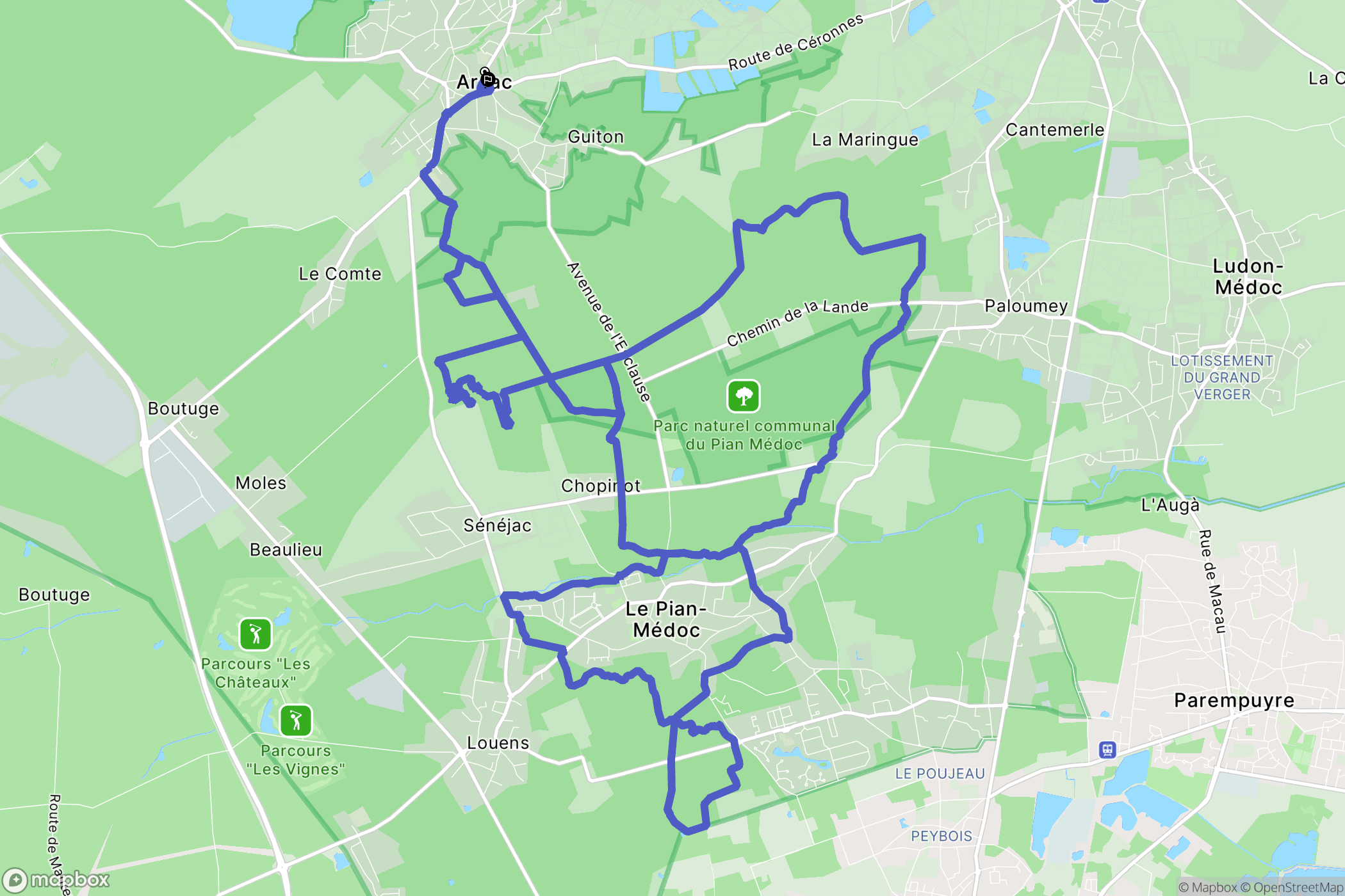 Arsac : carte du parcours de randonnée - France