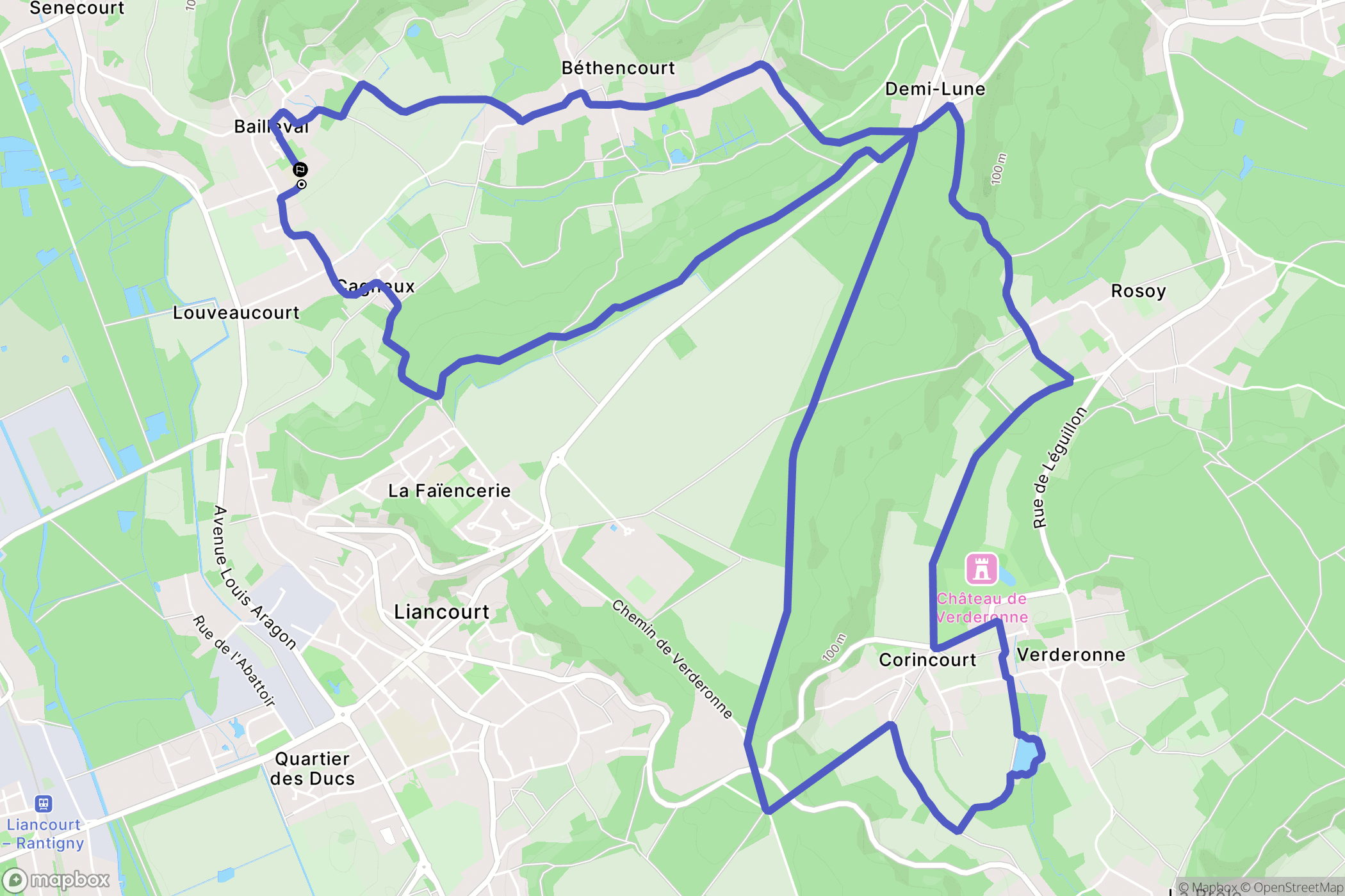 Bailleval : carte du parcours de randonnée - France