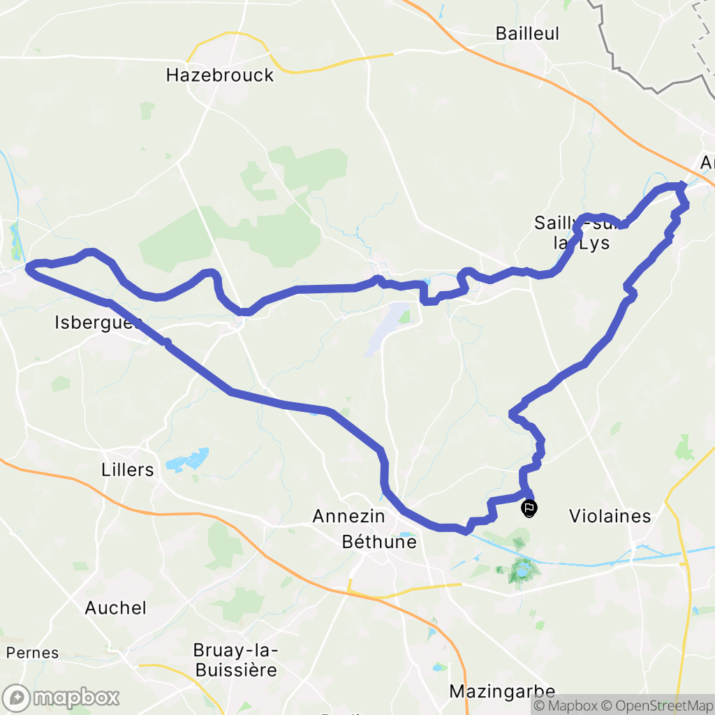 Festubert : carte du parcours de randonnée - France