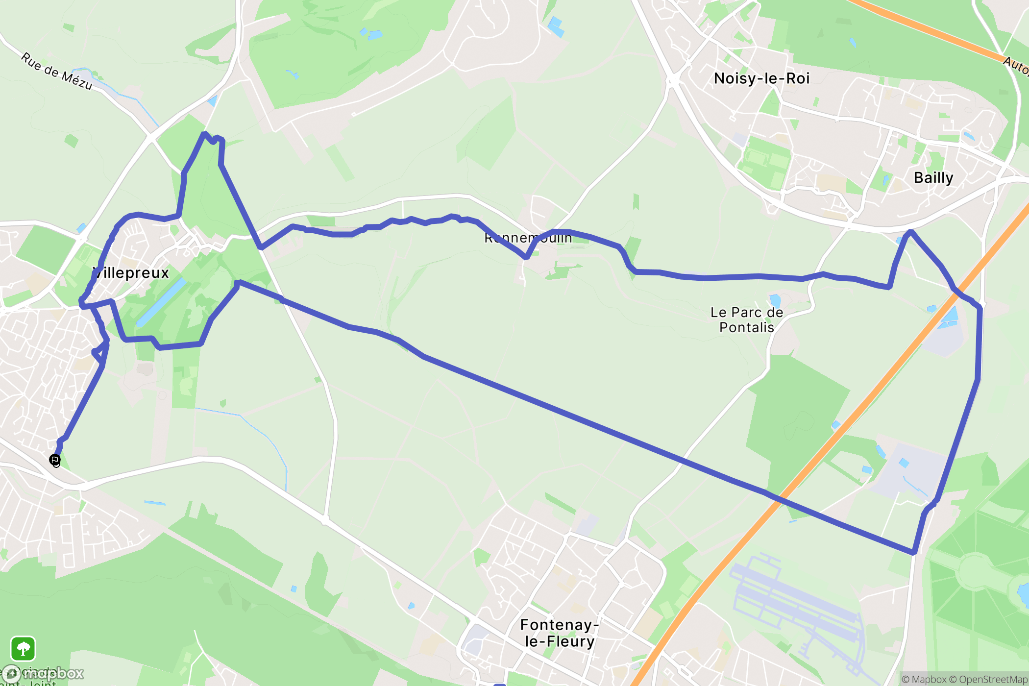 Villepreux : carte du parcours de randonnée - France