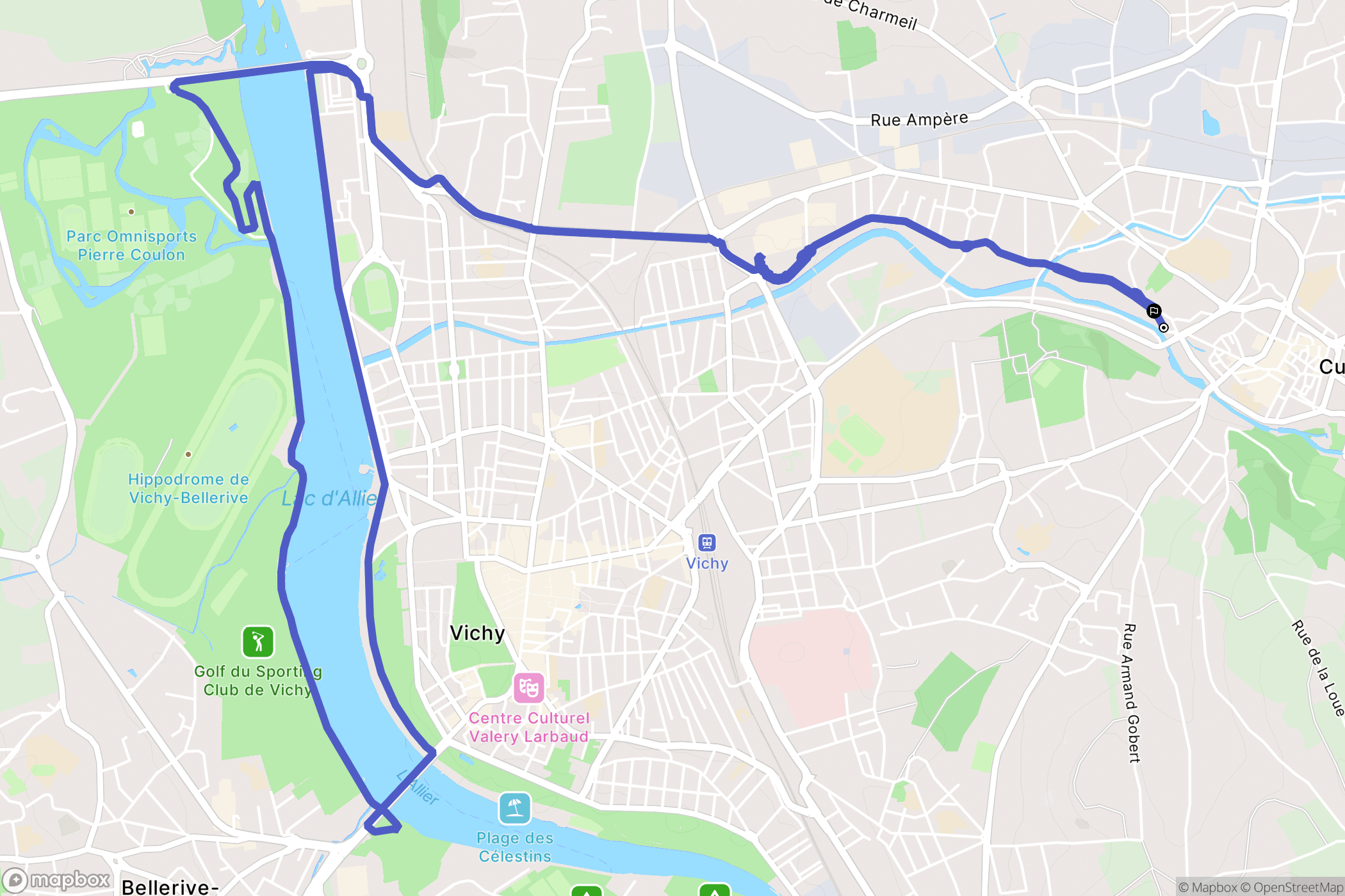 Cusset : carte du parcours de randonnée - France