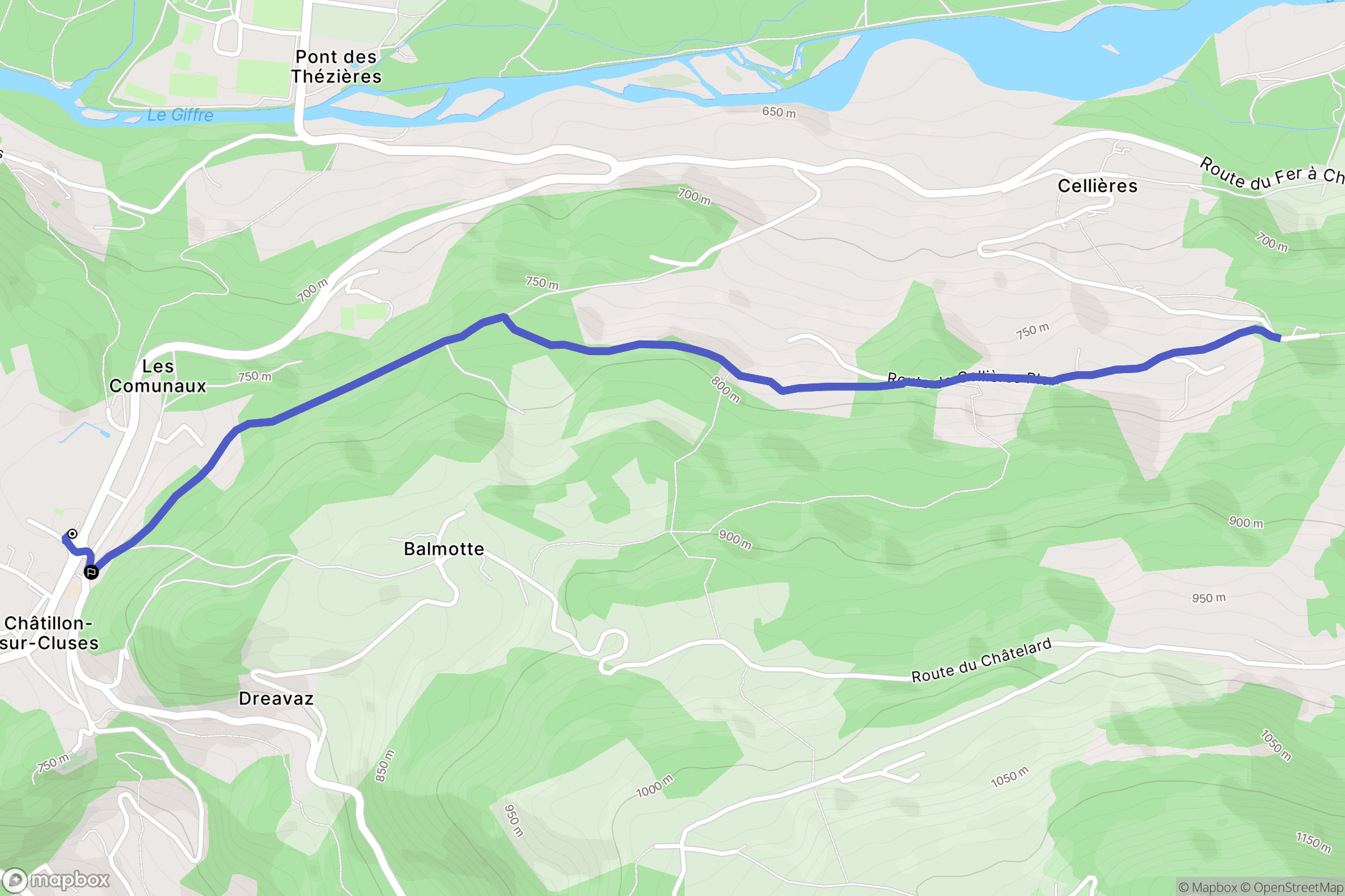 Châtillon-sur-Cluses : carte du parcours de randonnée - France