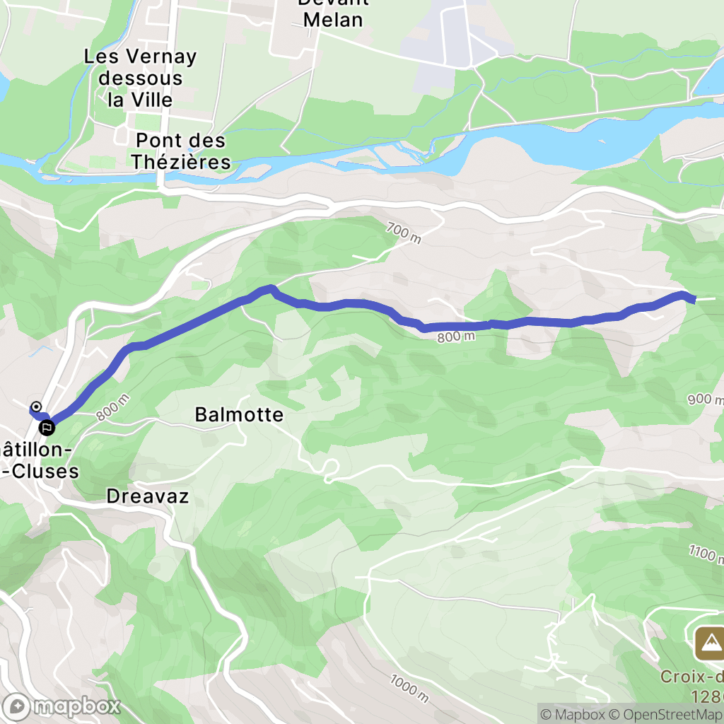 Châtillon-sur-Cluses : carte du parcours de randonnée - France