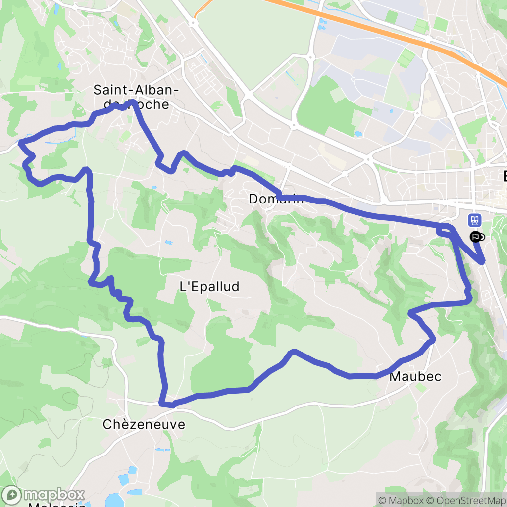 Bourgoin-Jallieu : carte du parcours de randonnée - France