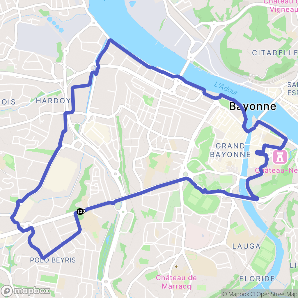 Bayonne : carte du parcours de randonnée - France