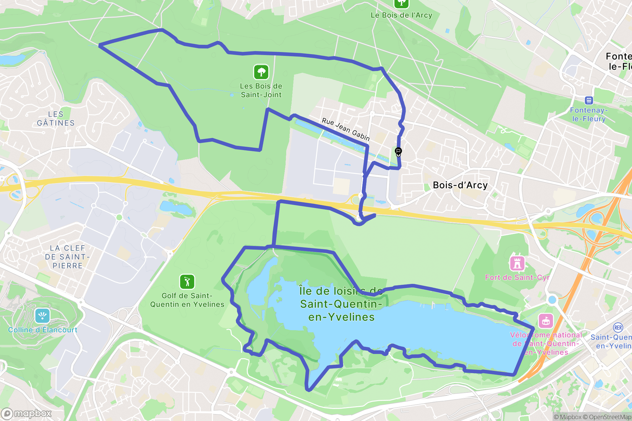Bois-d'Arcy : carte du parcours de randonnée - France