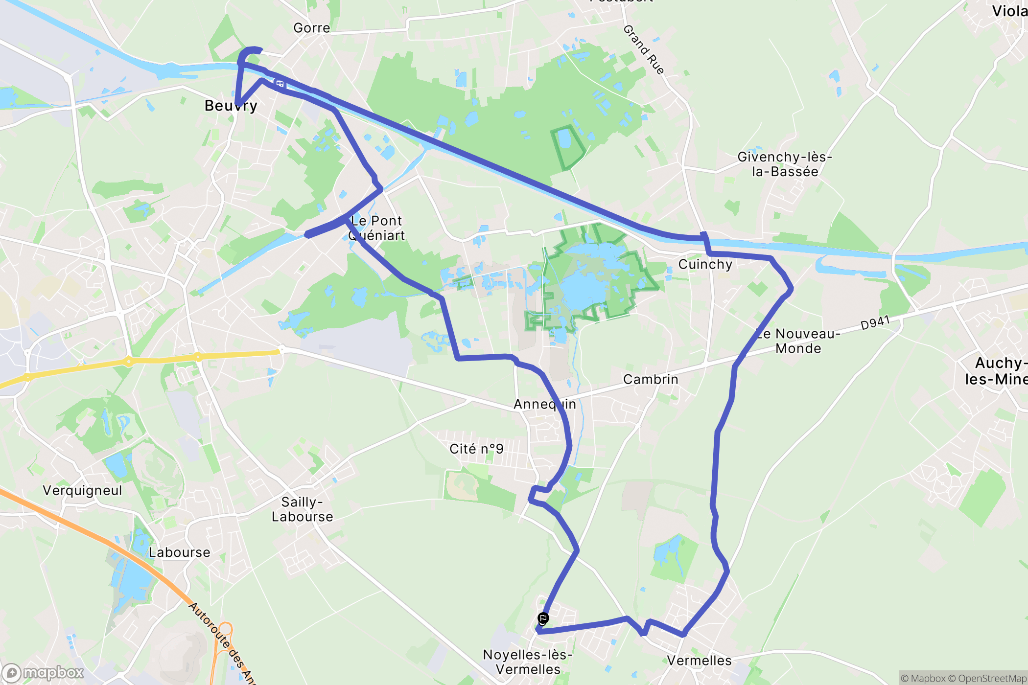 Noyelles-lès-Vermelles : carte du parcours de randonnée - France