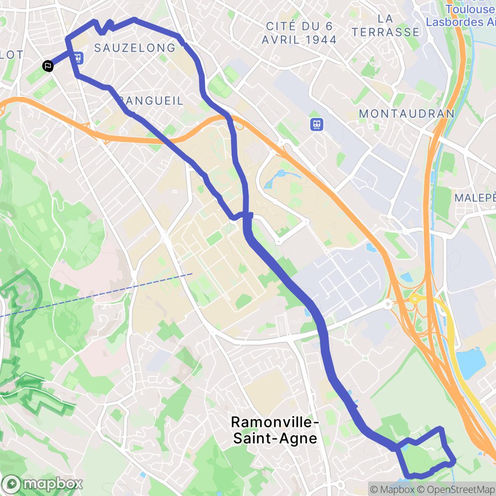 Toulouse : carte du parcours de randonnée - France