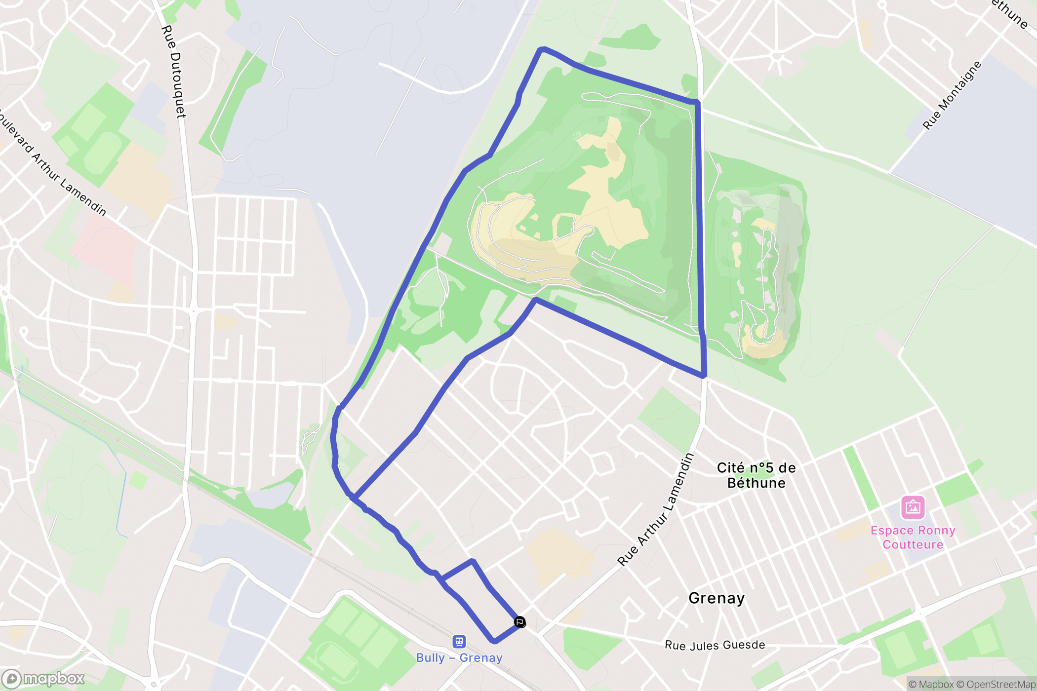 Grenay : carte du parcours de randonnée - France