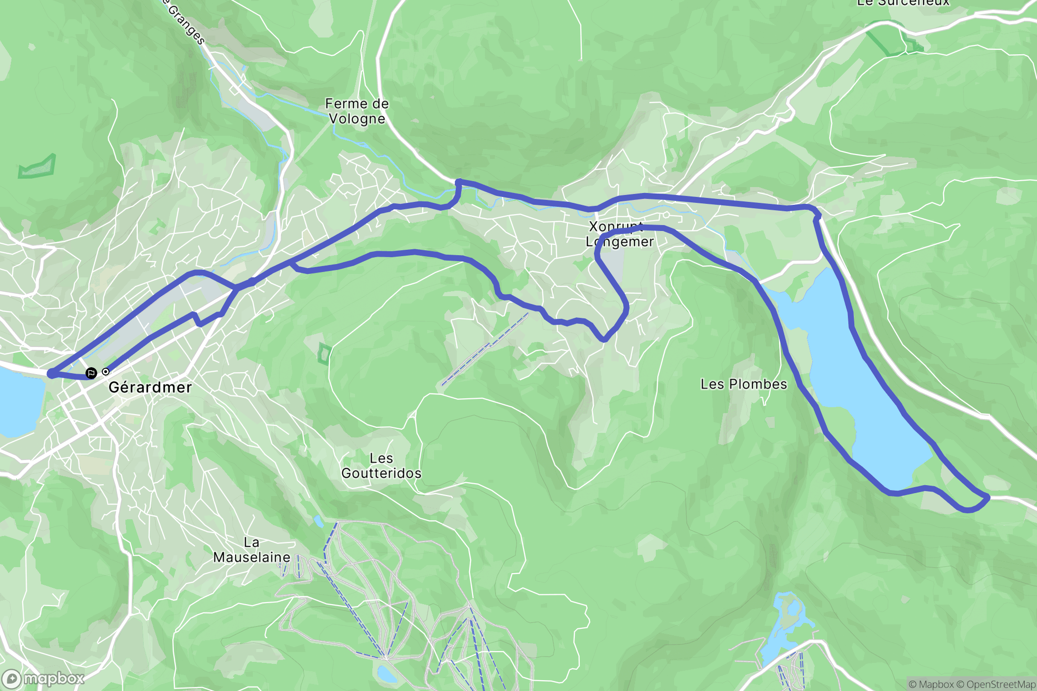 Gérardmer : carte du parcours de randonnée - France