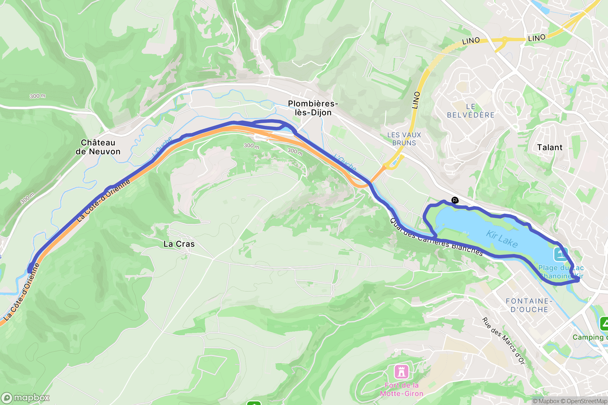 Plombières-lès-Dijon : carte du parcours de randonnée - France