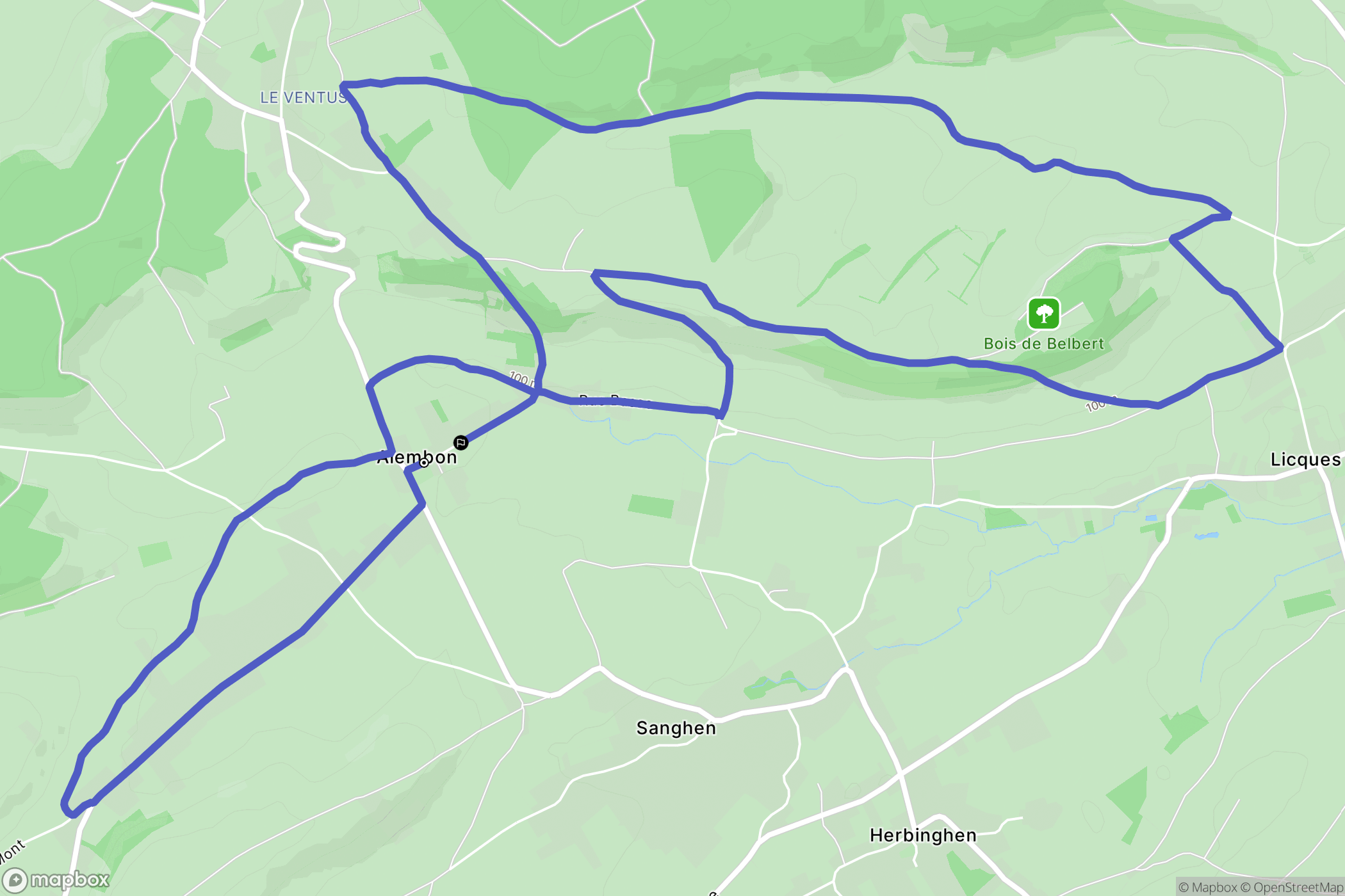 Alembon : carte du parcours de randonnée - France
