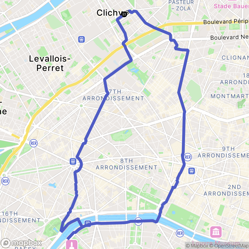 Clichy : carte du parcours de randonnée - France