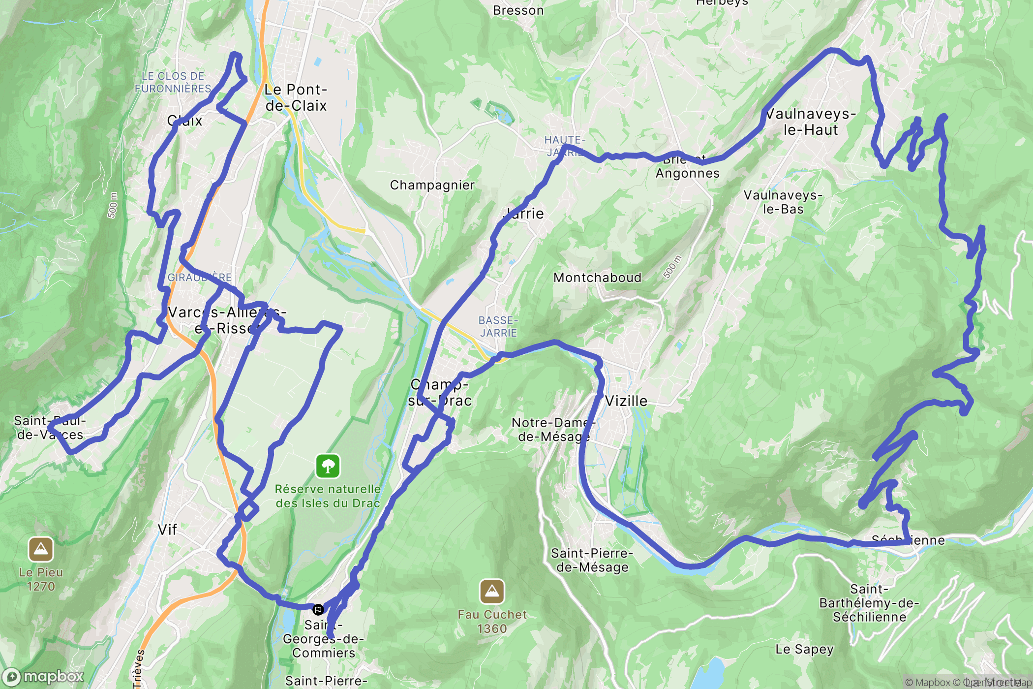 Saint-Georges-de-Commiers : carte du parcours de randonnée - France