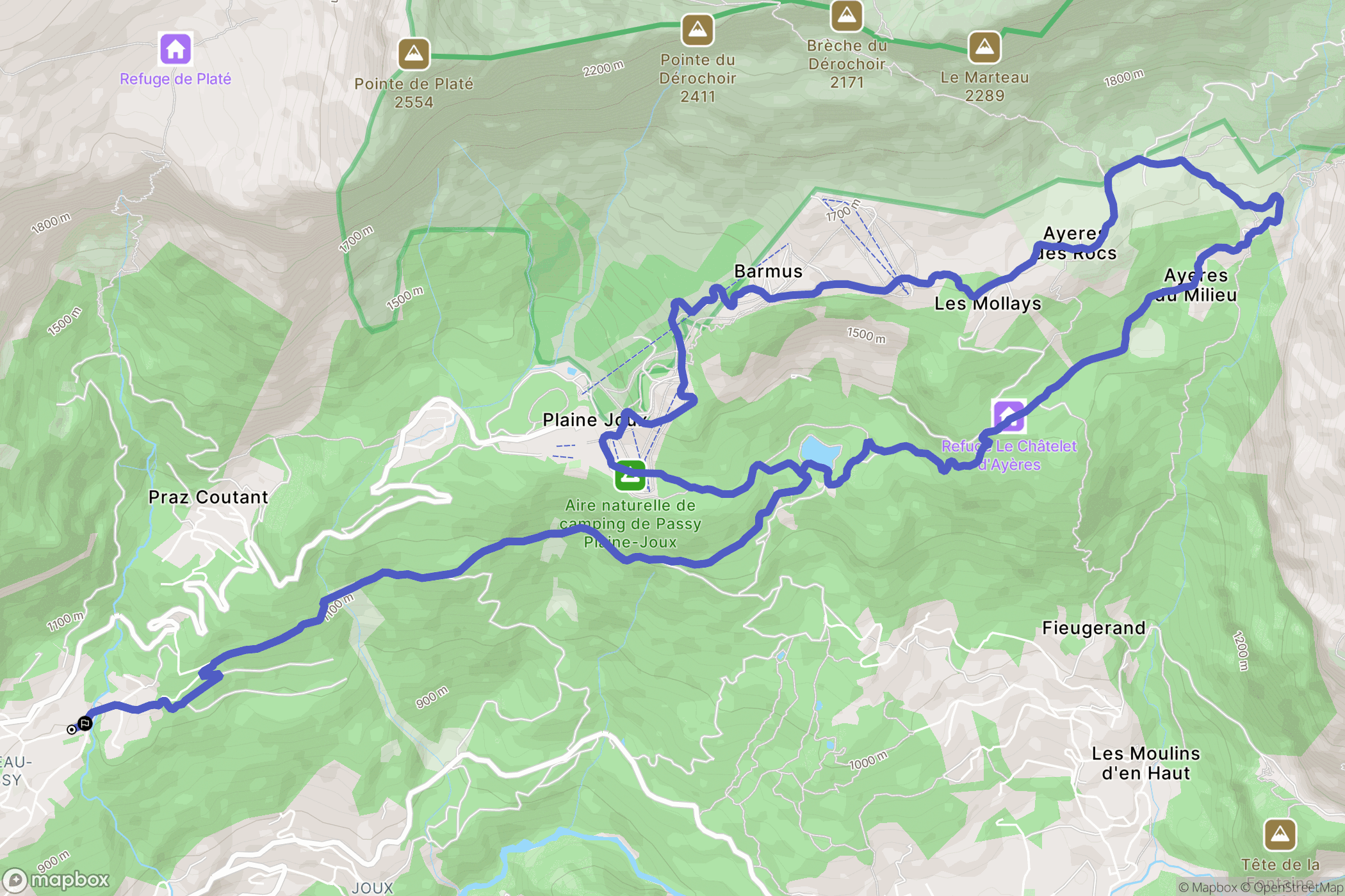 Passy : carte du parcours de randonnée - France