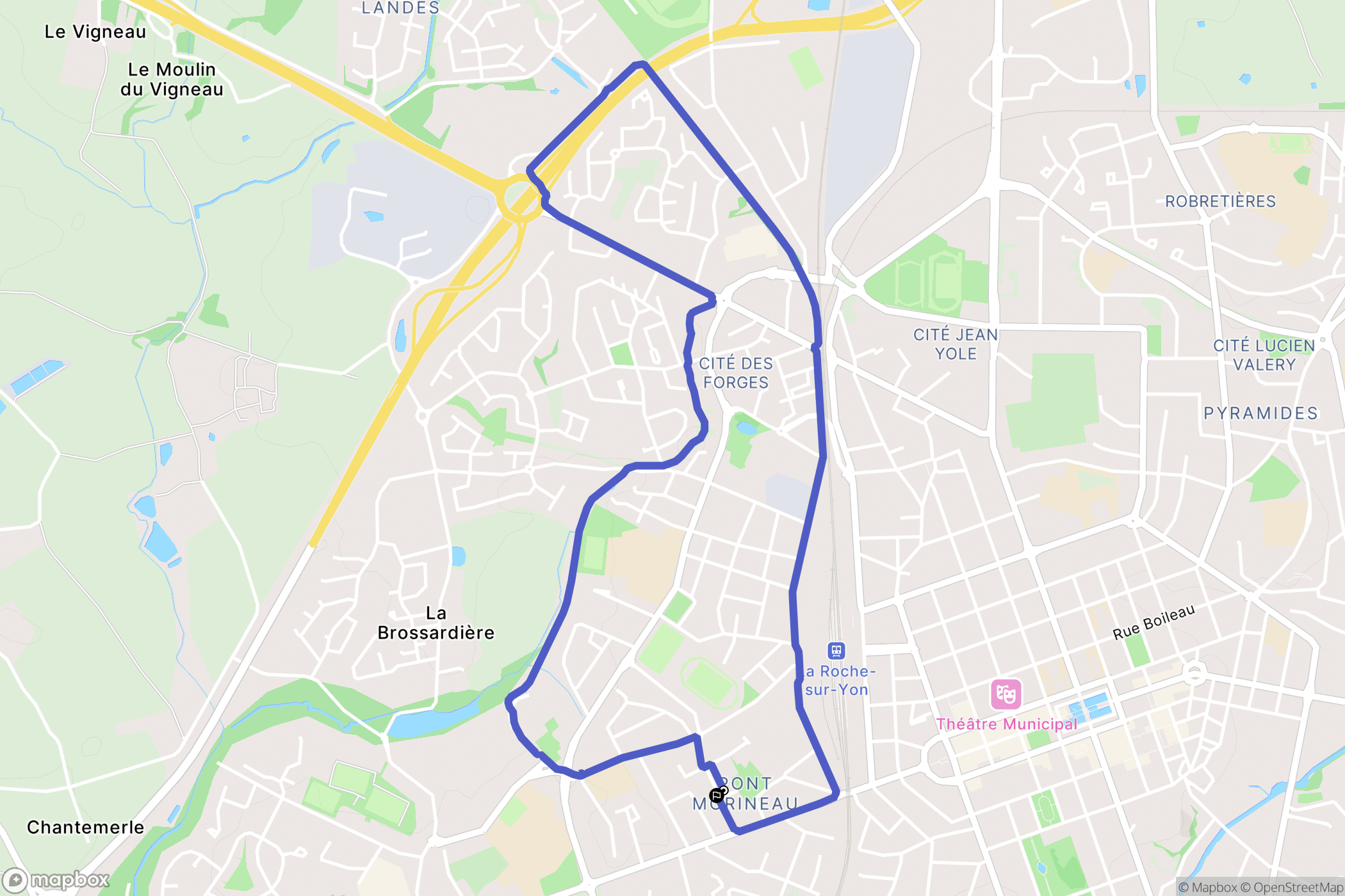 La Roche-sur-Yon : carte du parcours de randonnée - France