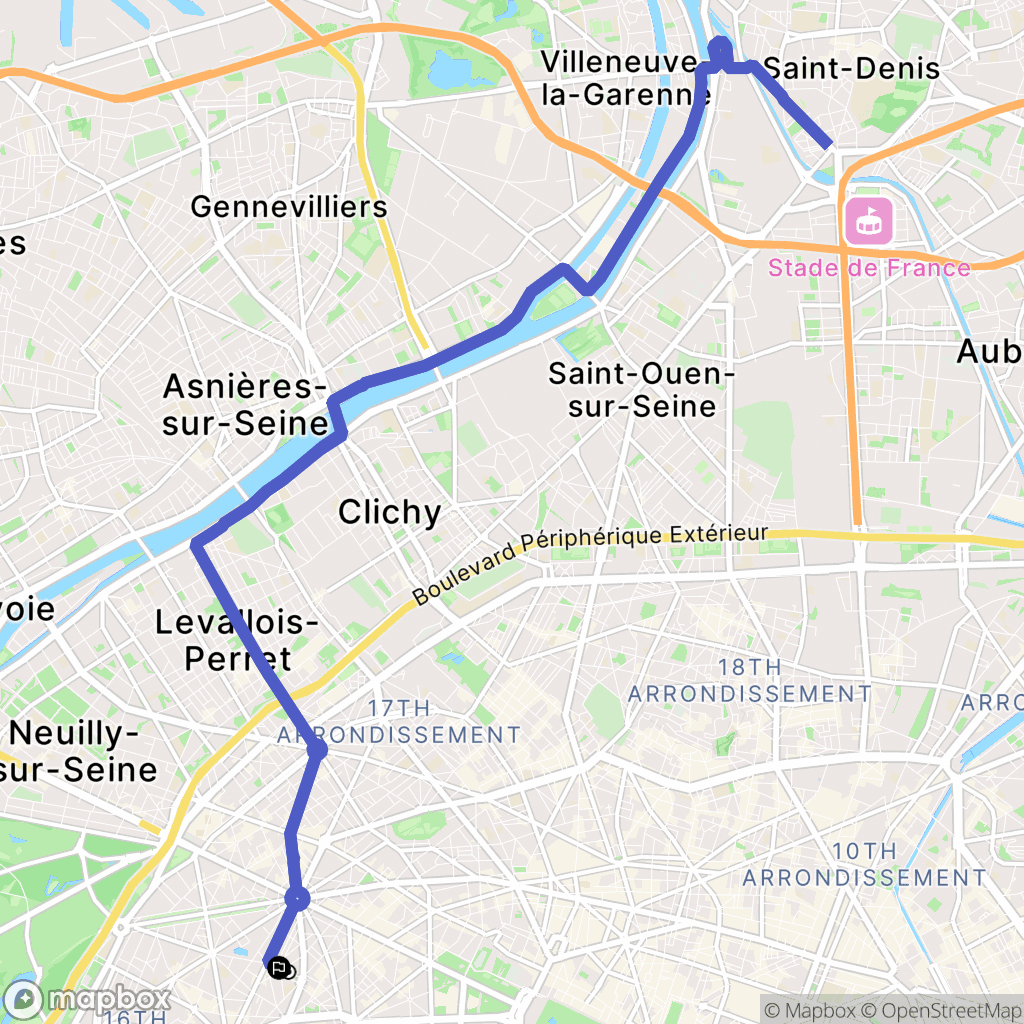 Paris : carte du parcours de randonnée - France