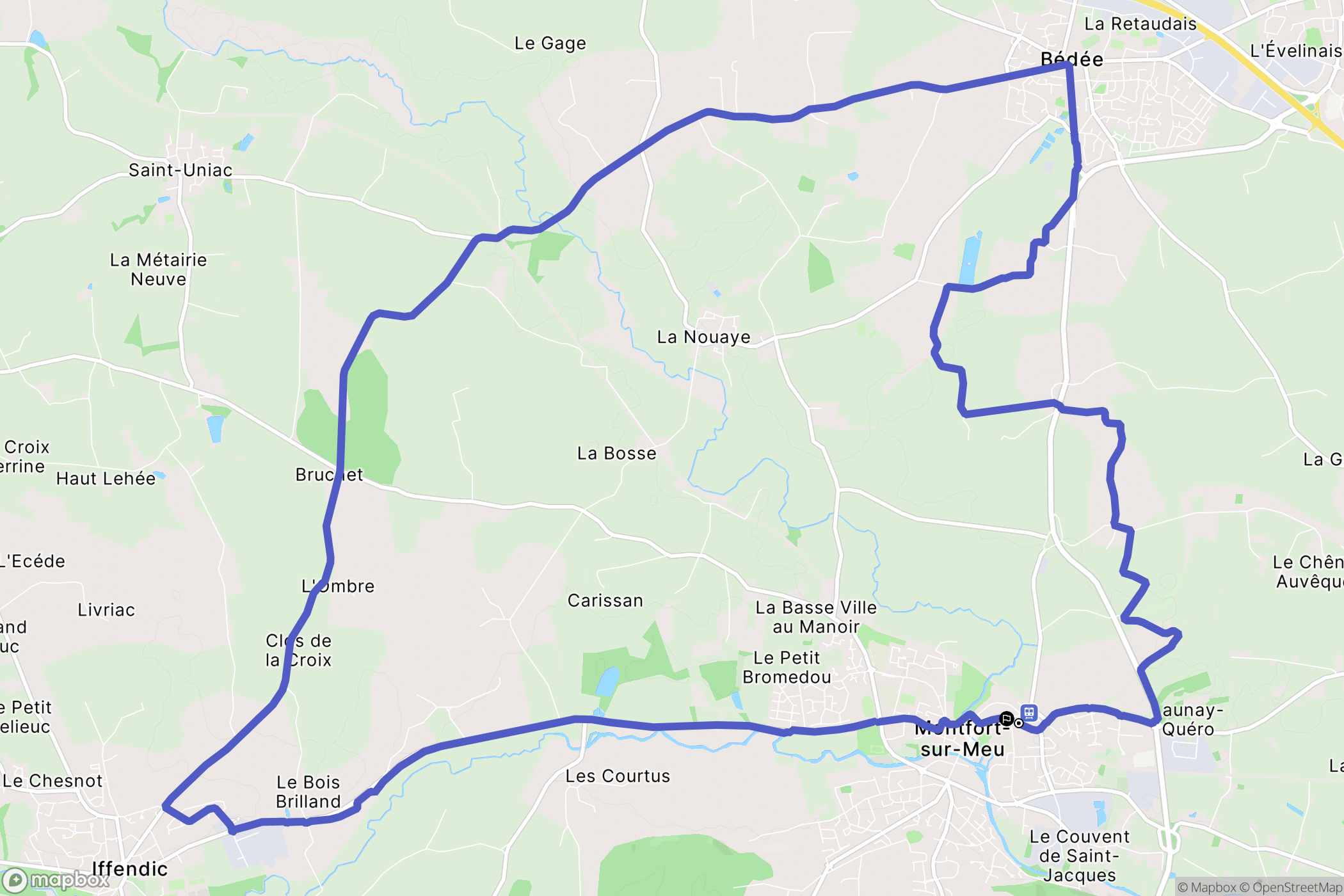 Montfort-sur-Meu : carte du parcours de randonnée - France
