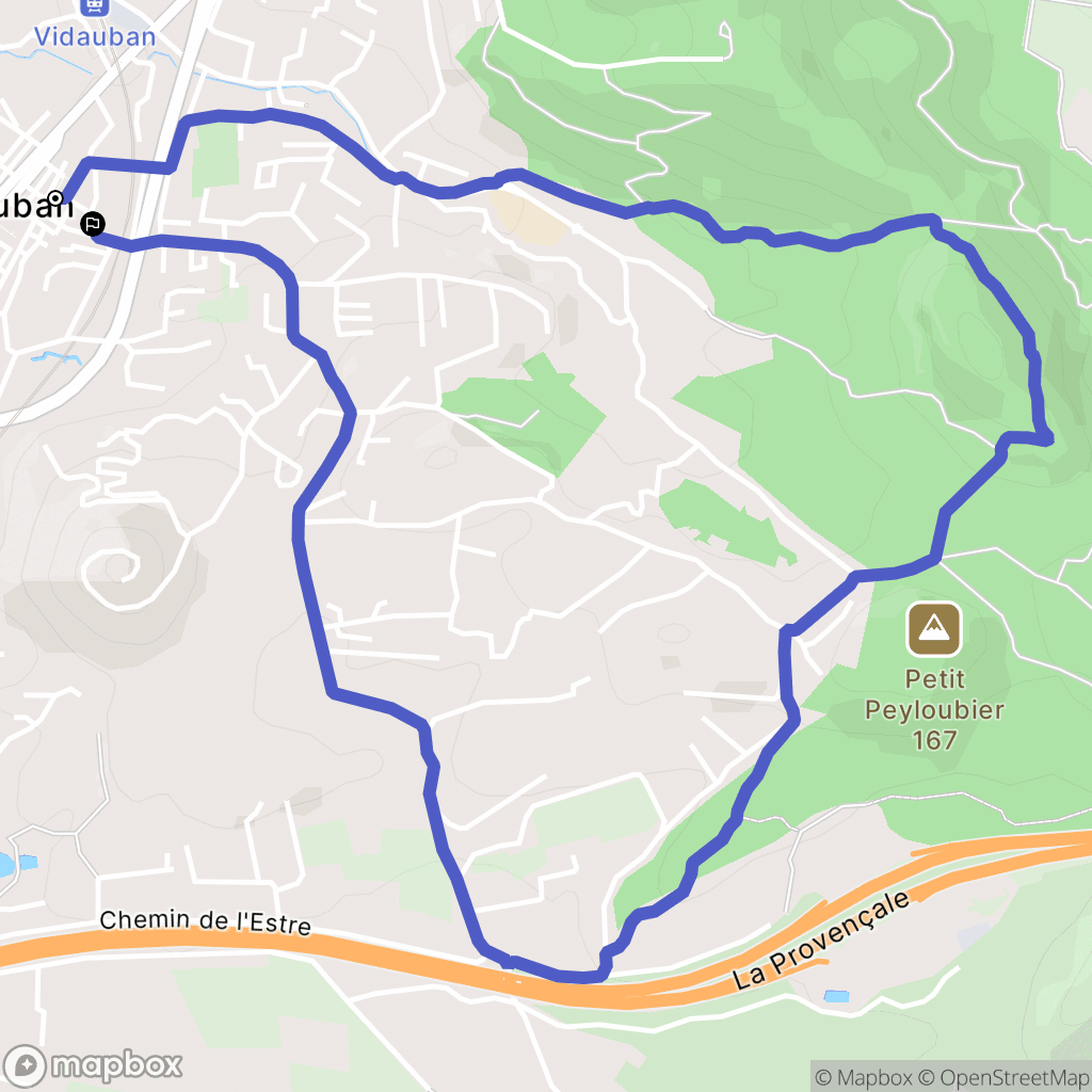 Vidauban : carte du parcours de randonnée - France