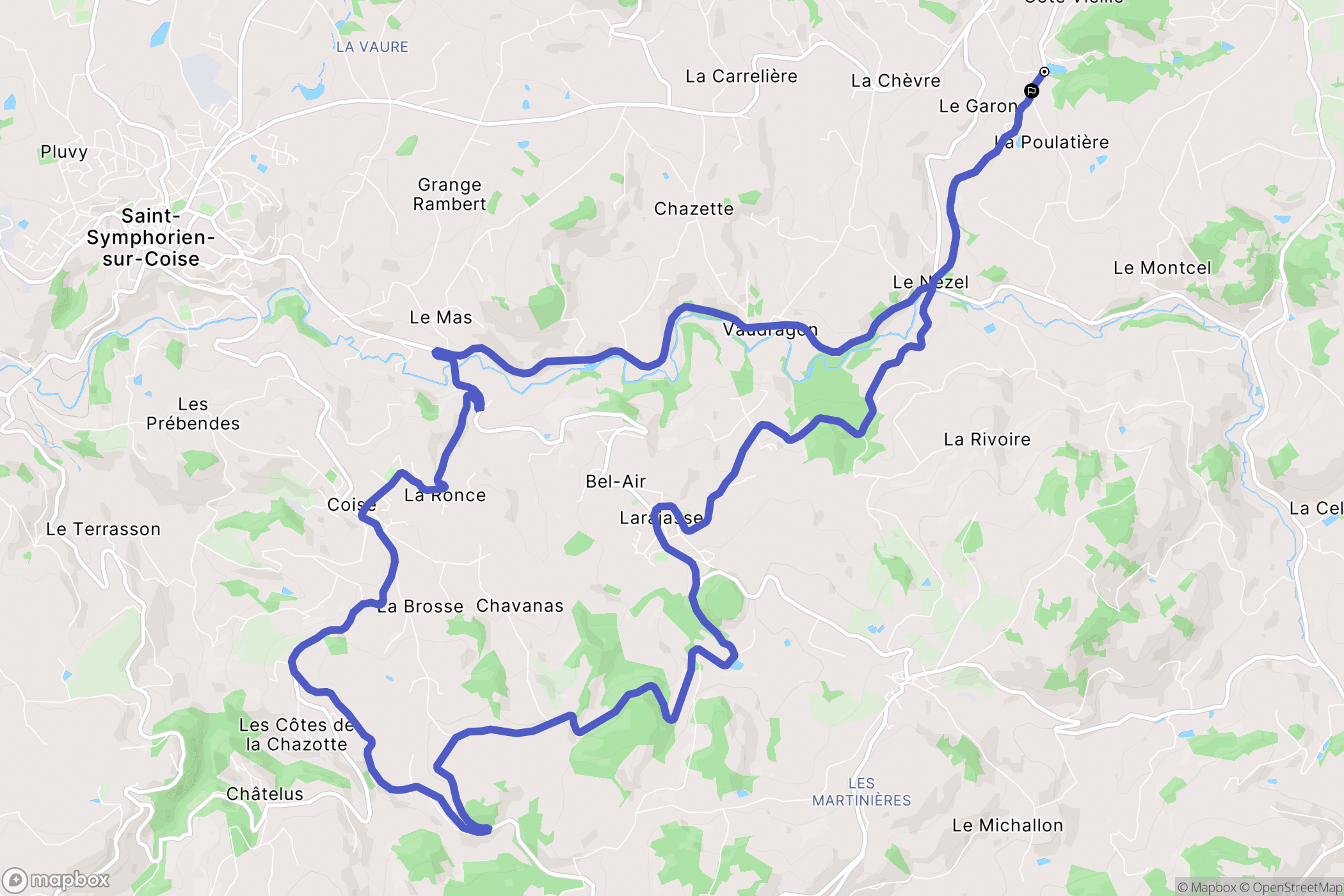 Saint-Martin-en-Haut : carte du parcours de randonnée - France