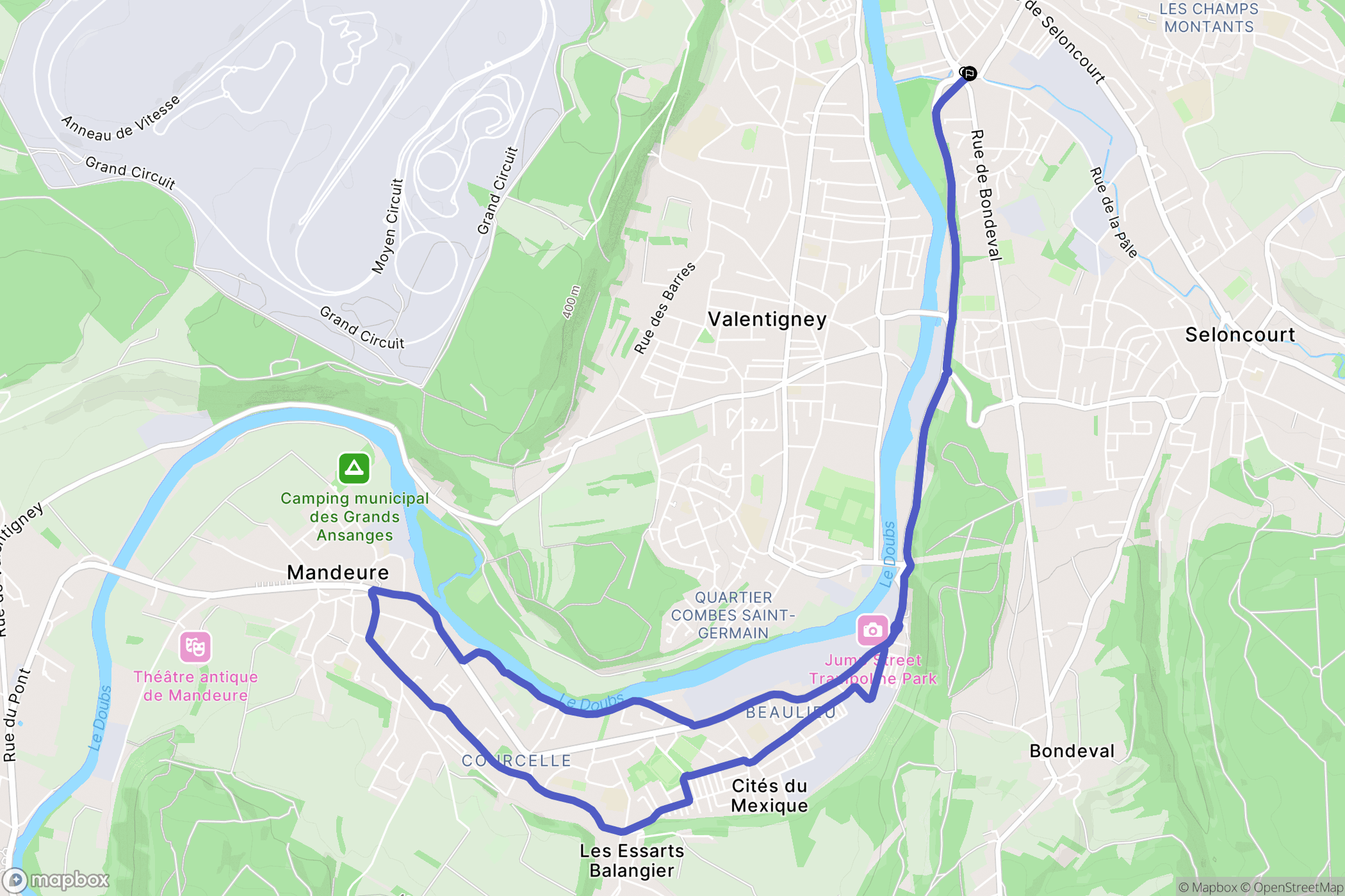 Audincourt : carte du parcours de randonnée - France