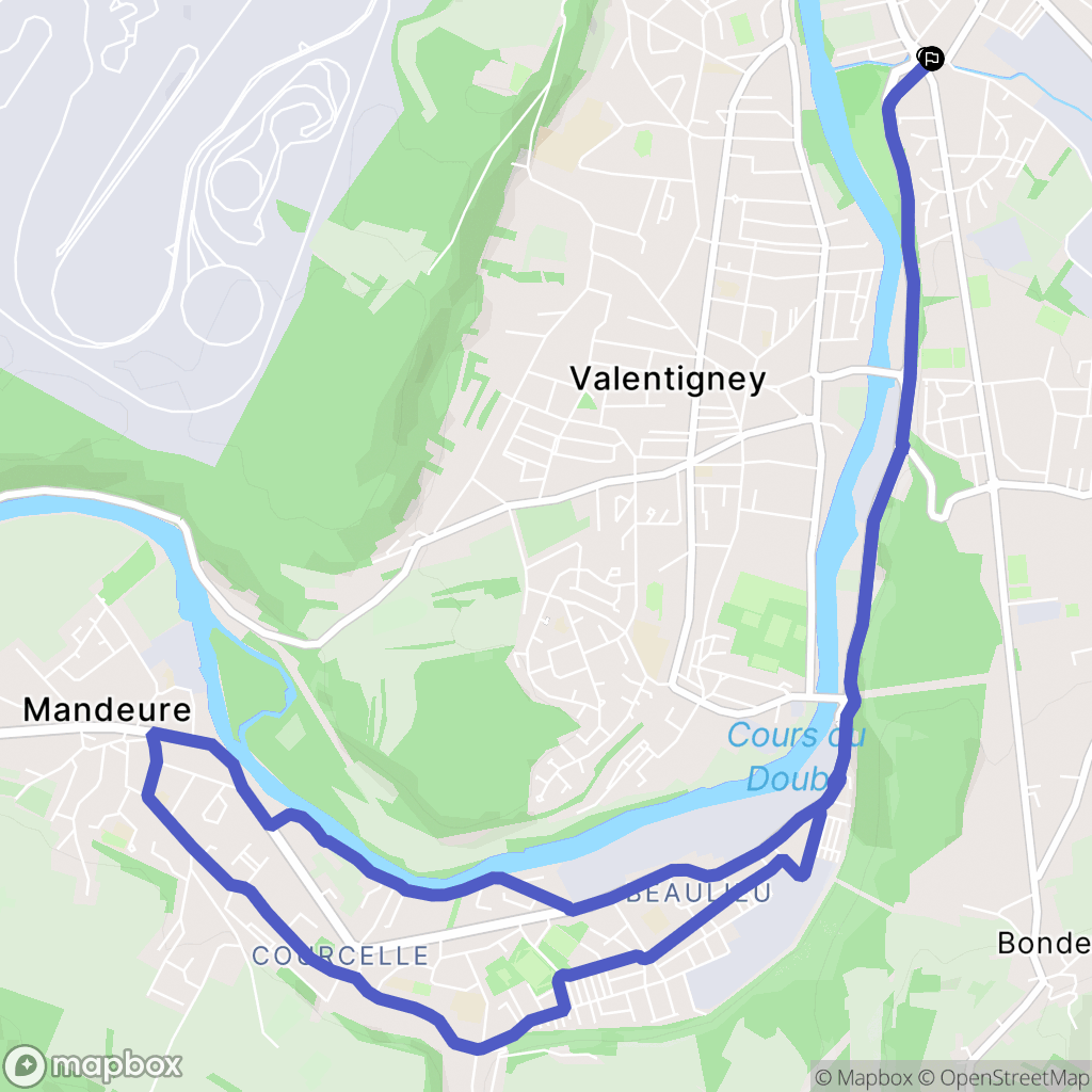 Audincourt : carte du parcours de randonnée - France