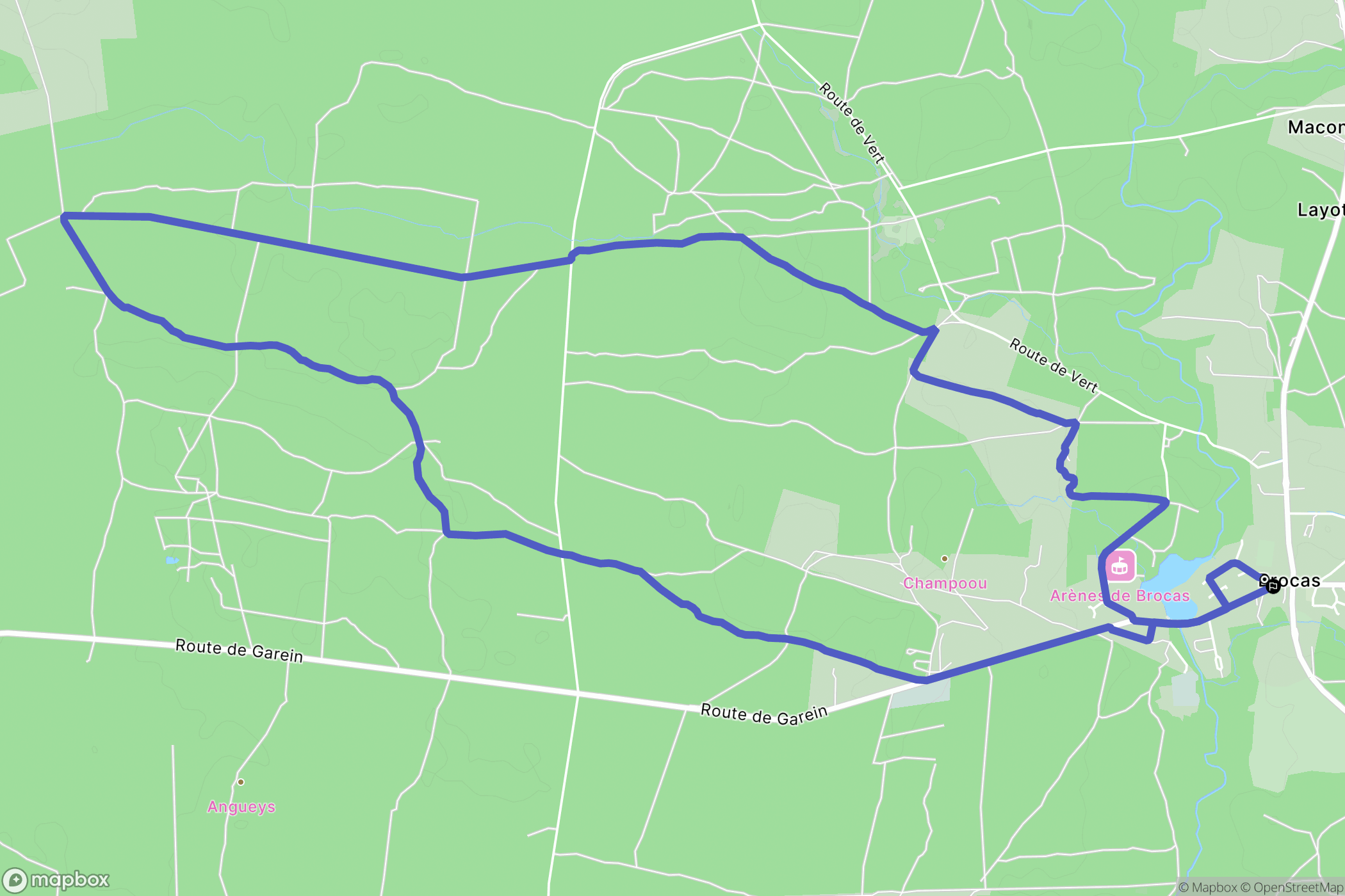 Brocas : carte du parcours de randonnée - France