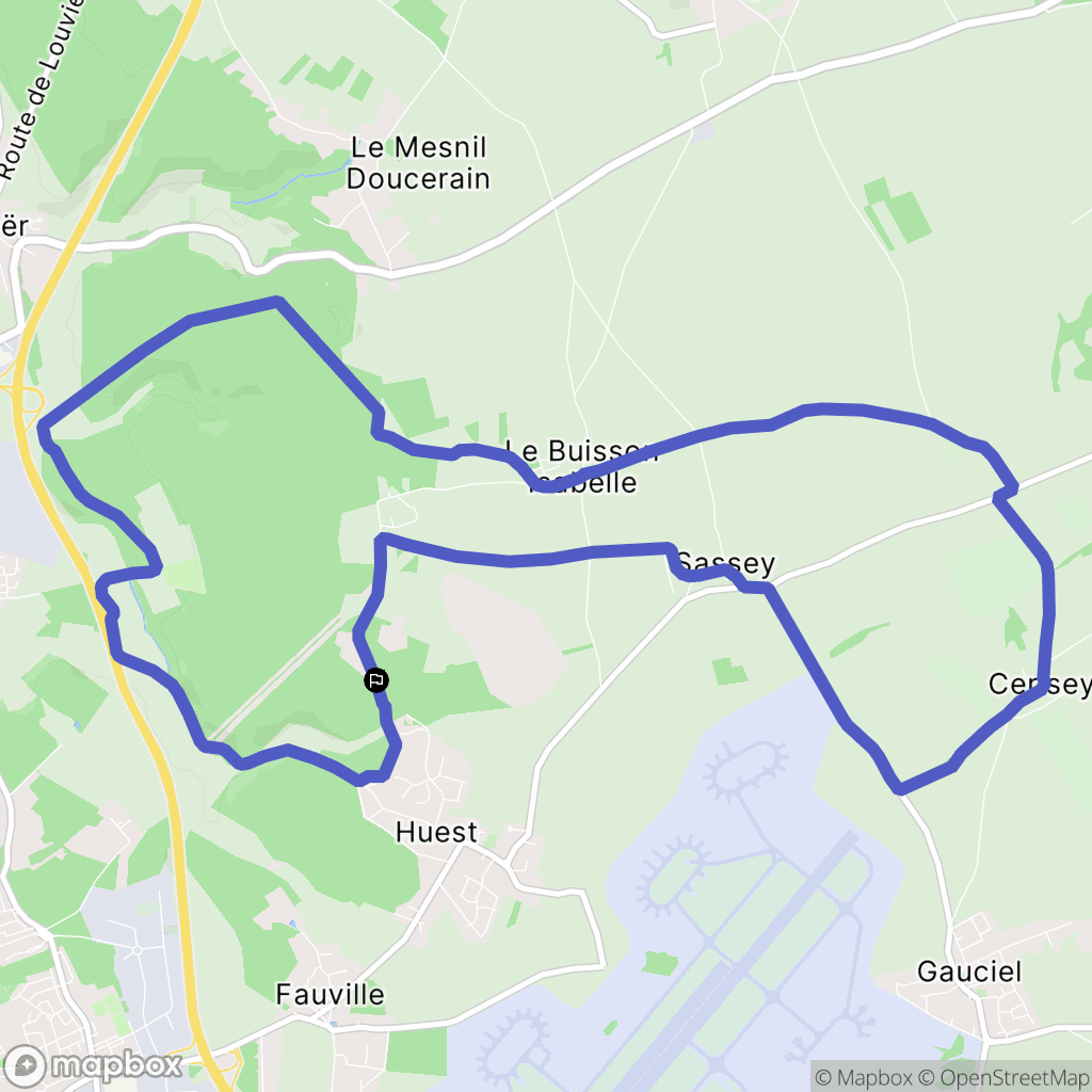 Huest : carte du parcours de randonnée - France