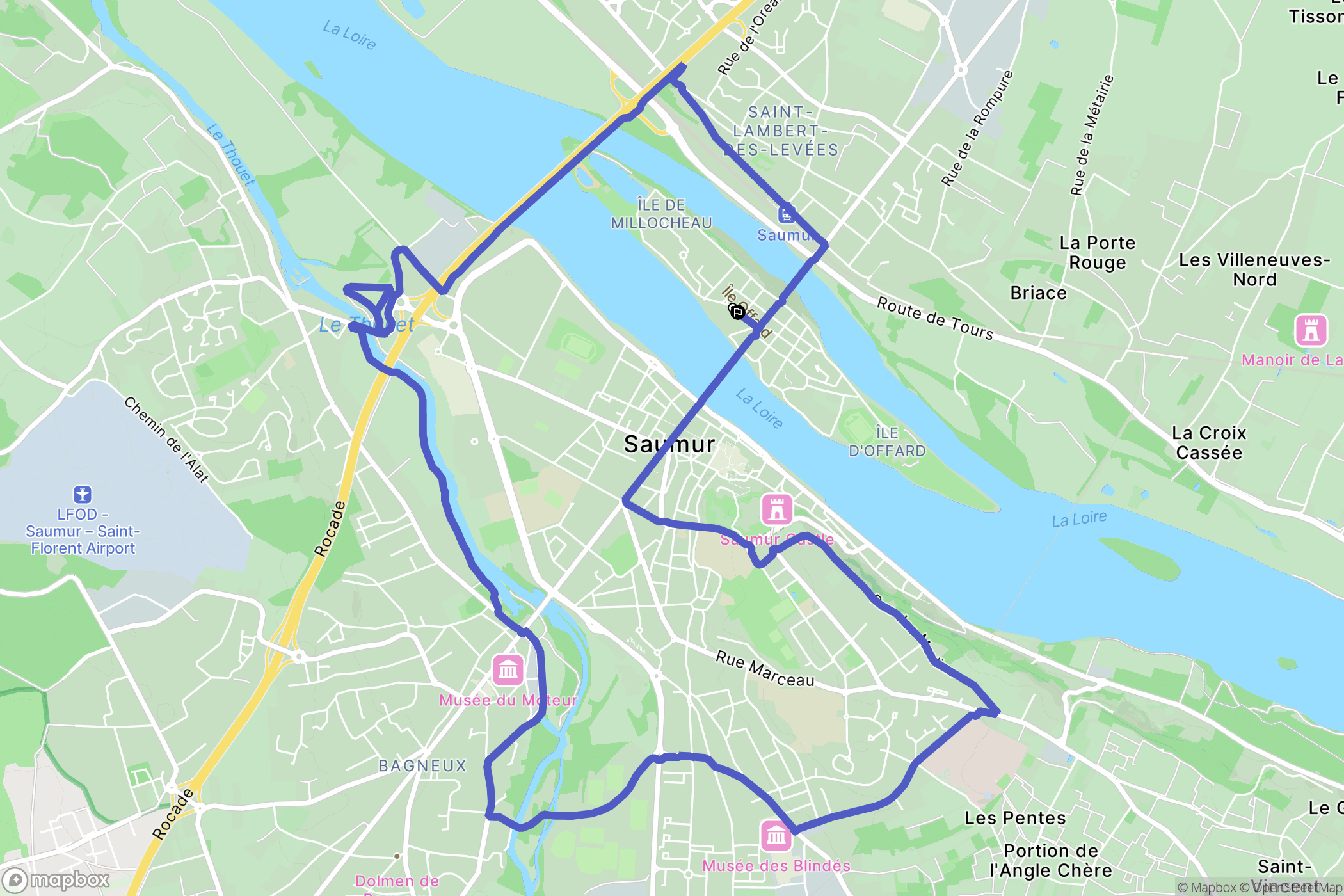 Saumur : carte du parcours de randonnée - France