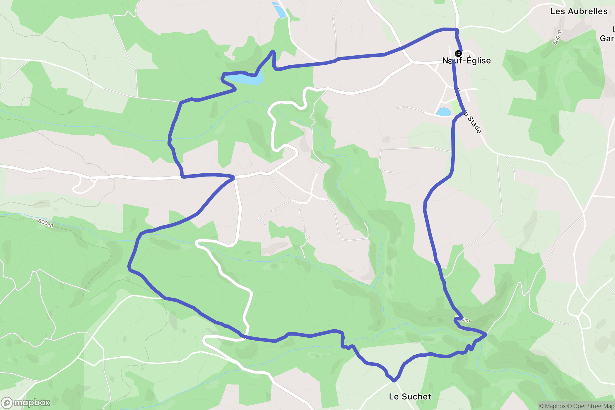 Neuf-Église : carte du parcours de randonnée - France