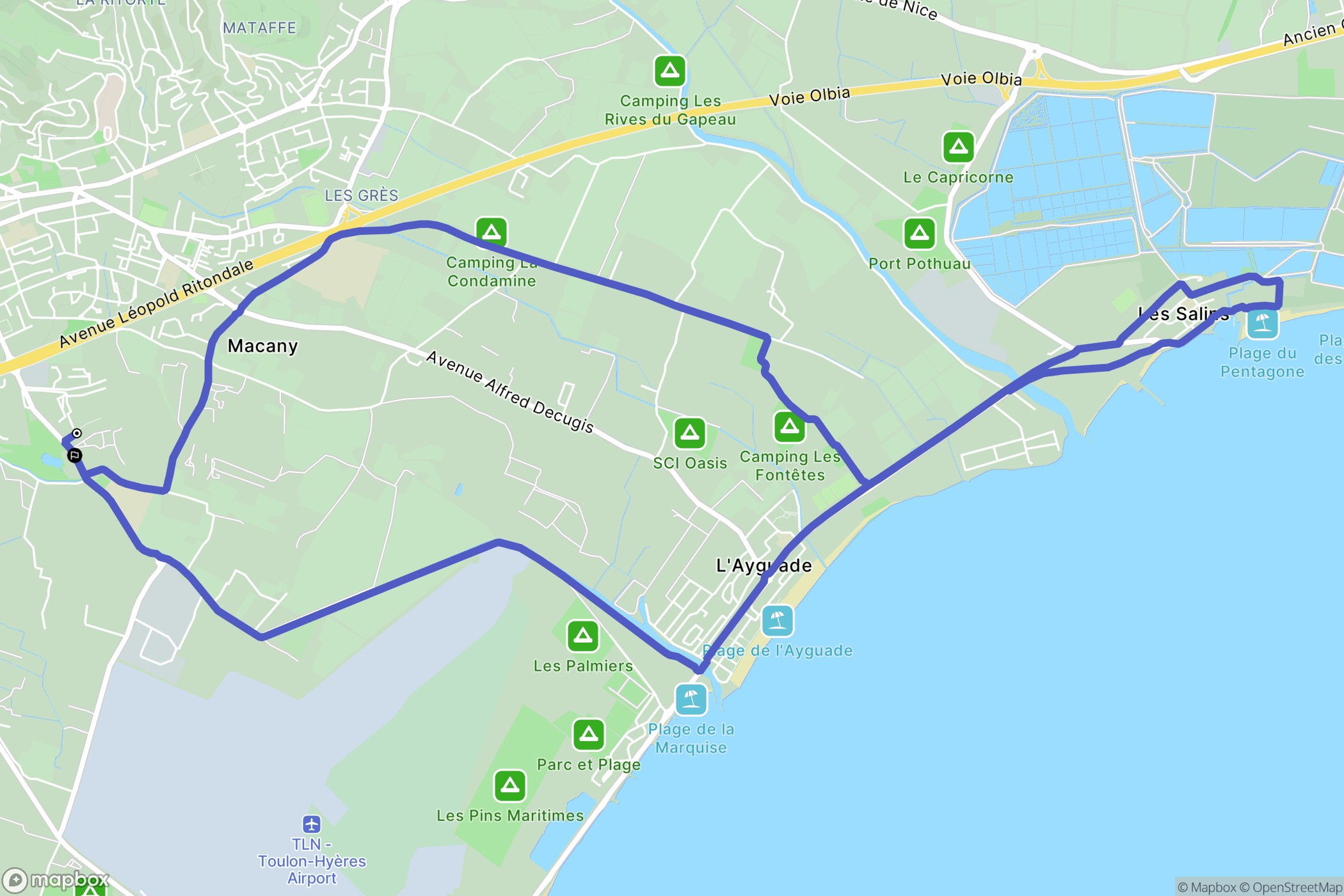 Hyères : carte du parcours de randonnée - France