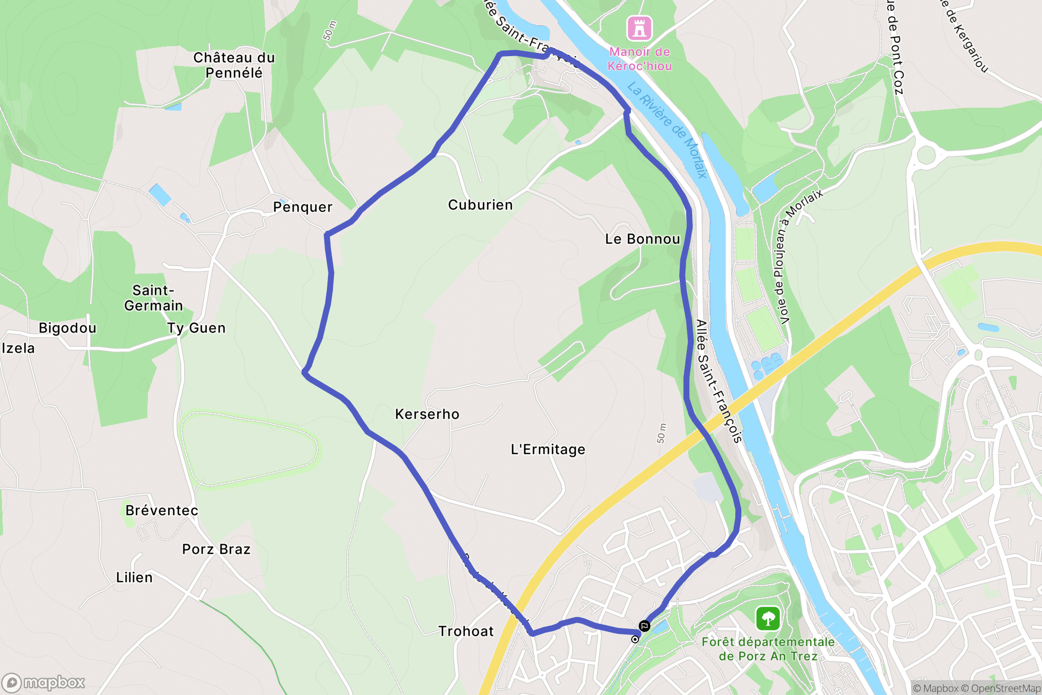 Saint-Martin-des-Champs : carte du parcours de randonnée - France