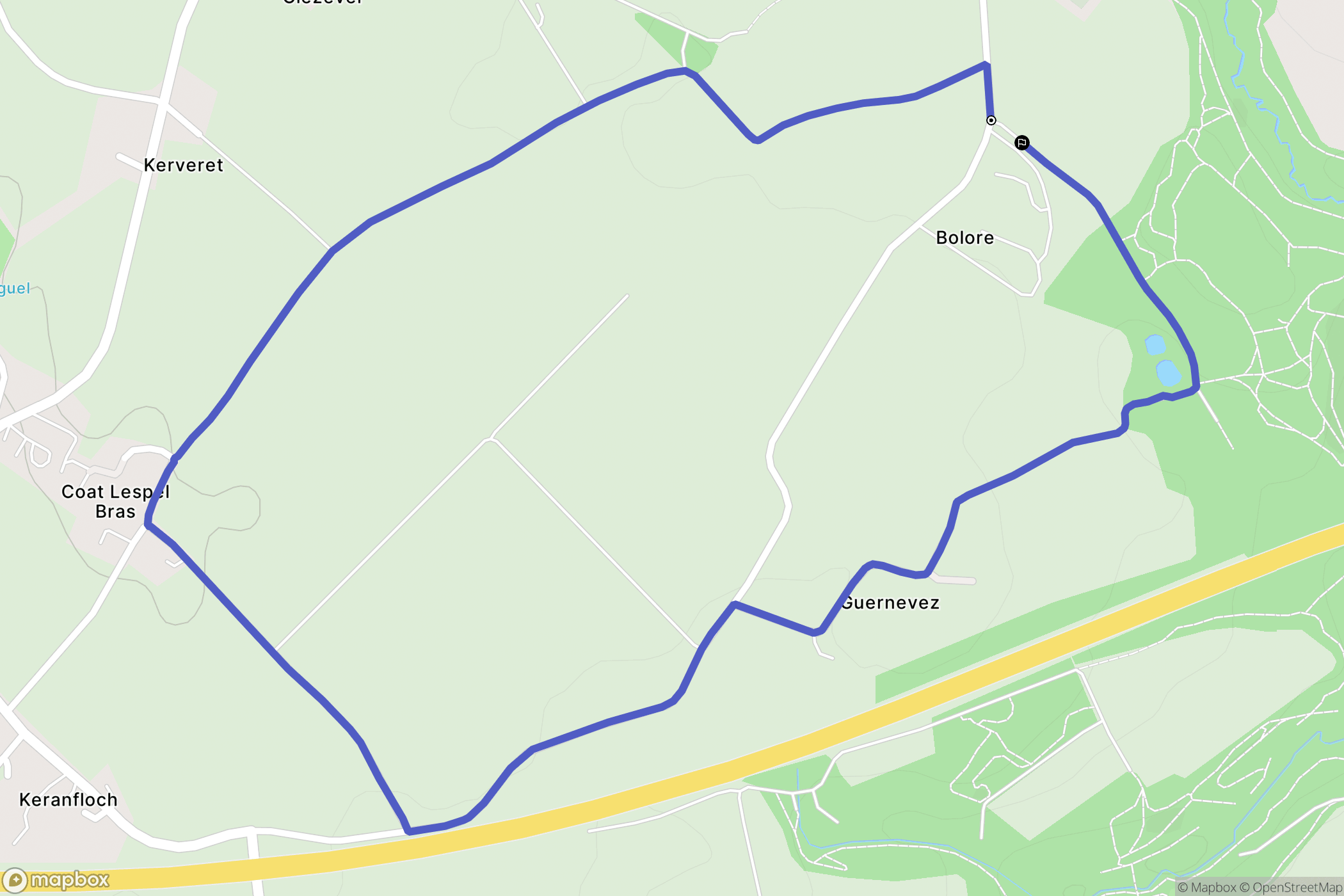 Plouédern : carte du parcours de randonnée - France
