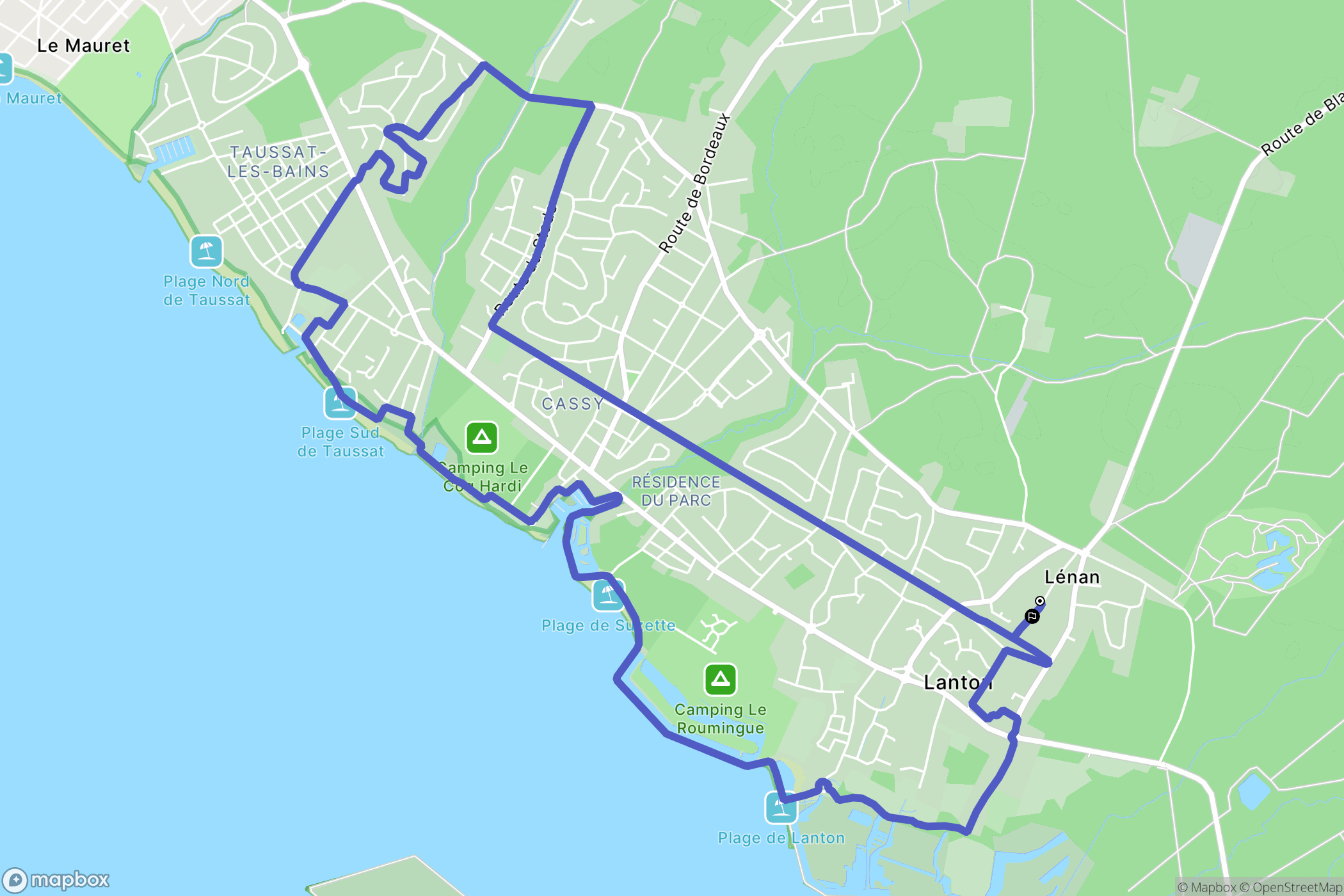 Lanton : carte du parcours de randonnée - France