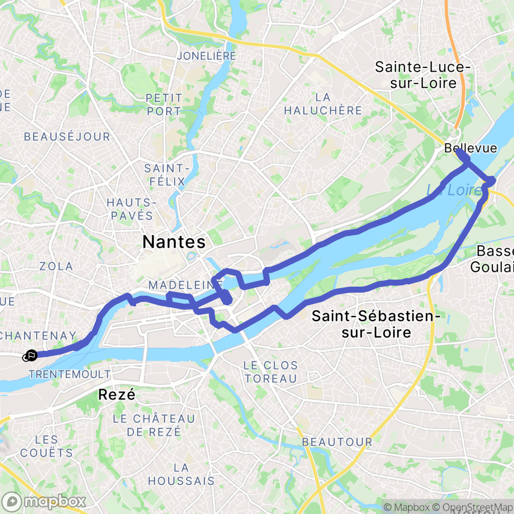Nantes : carte du parcours de randonnée - France