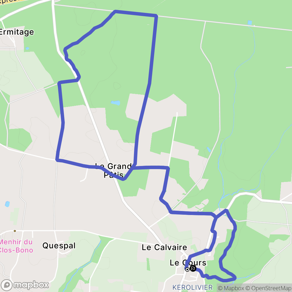 Le Cours : carte du parcours de randonnée - France