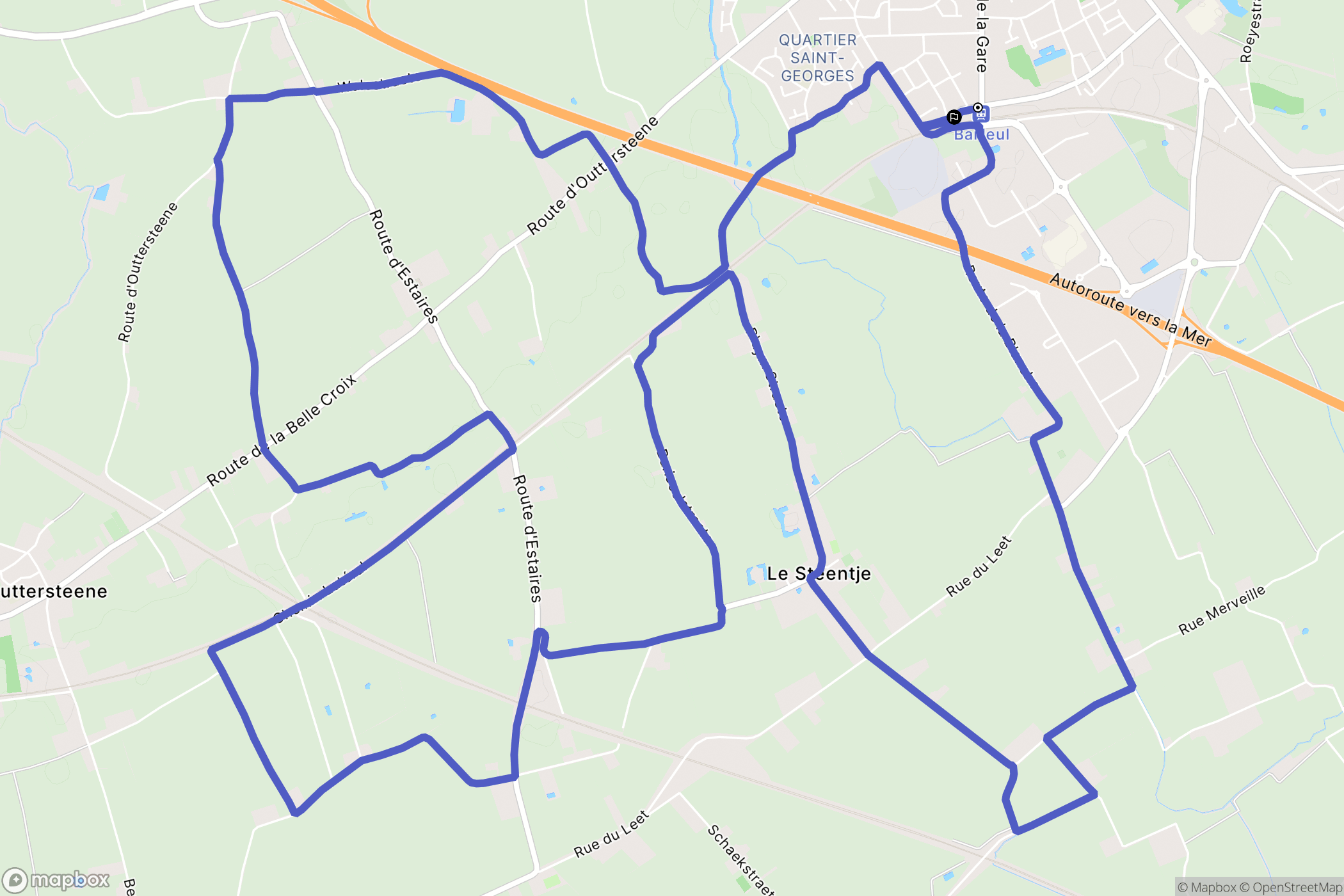 Bailleul : carte du parcours de randonnée - France