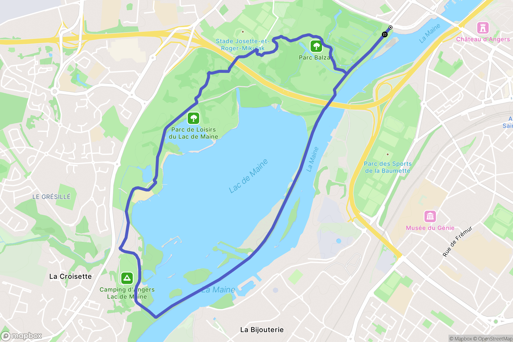 Angers : carte du parcours de randonnée - France