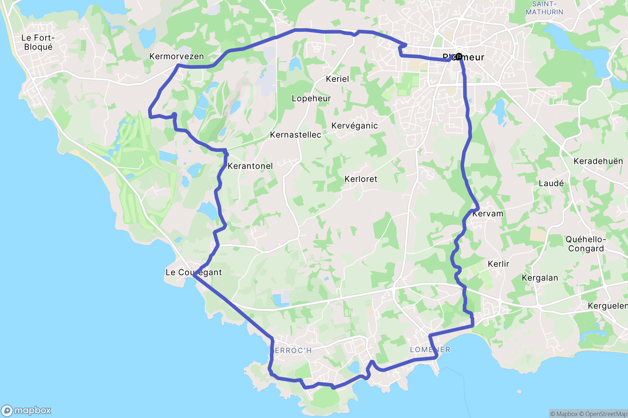 Ploemeur : carte du parcours de randonnée - France