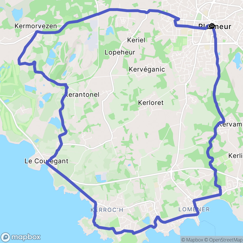 Ploemeur : carte du parcours de randonnée - France