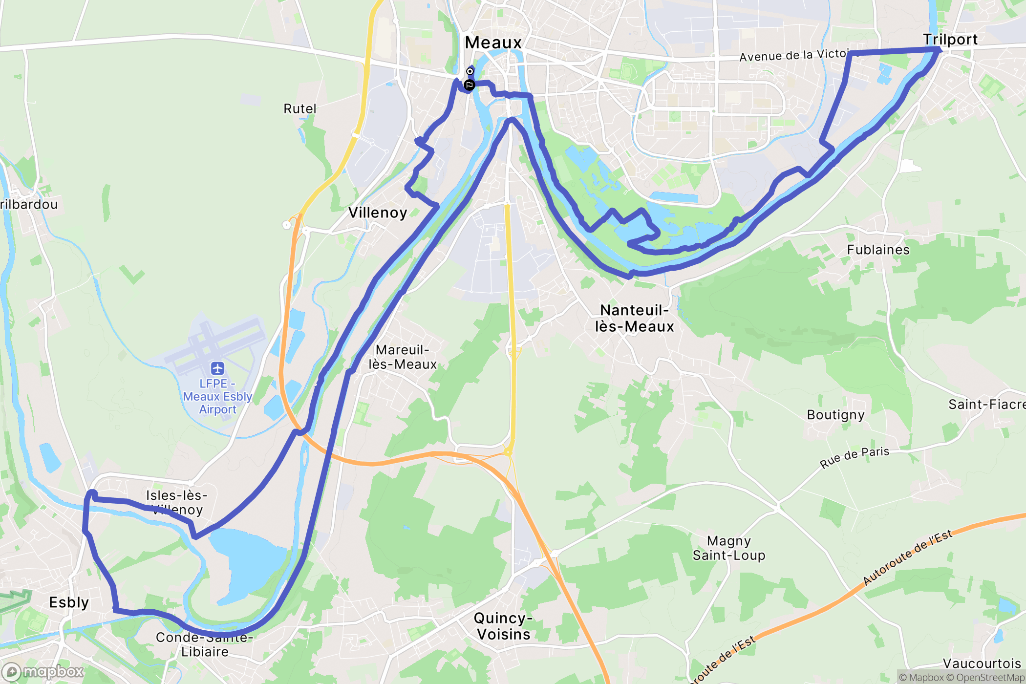 Meaux : carte du parcours de randonnée - France