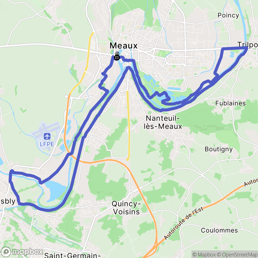 Meaux : carte du parcours de randonnée - France