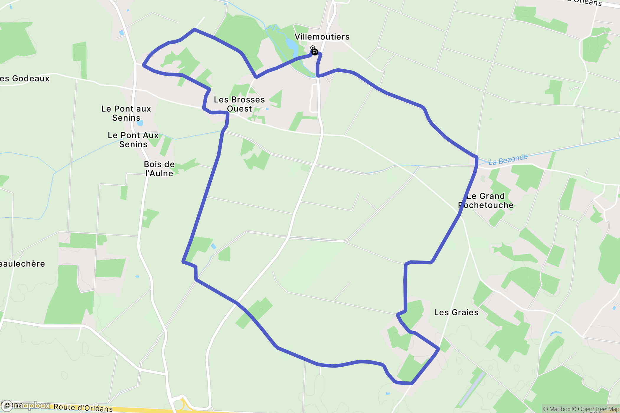 Villemoutiers : carte du parcours de randonnée - France