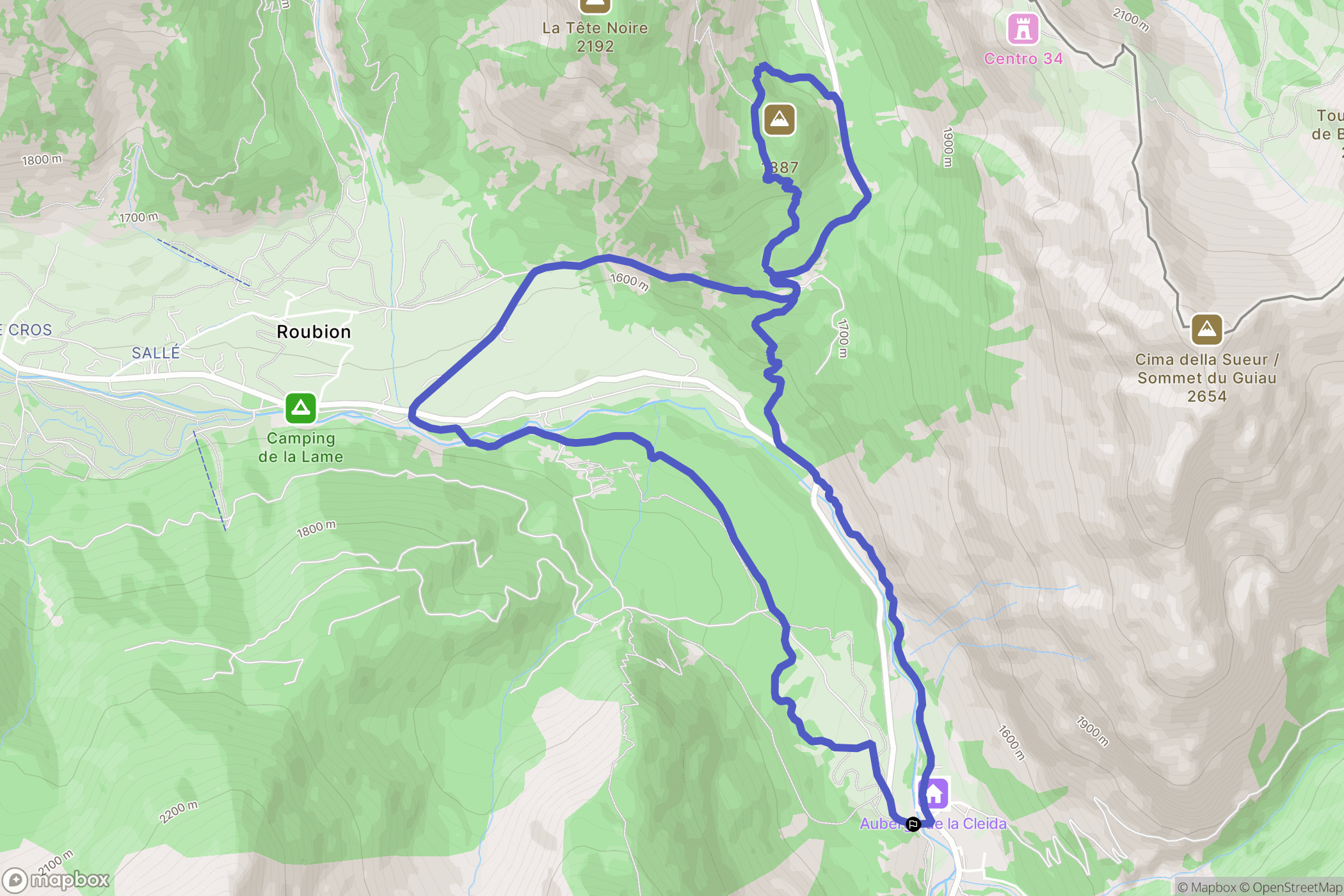 Névache : carte du parcours de randonnée - France