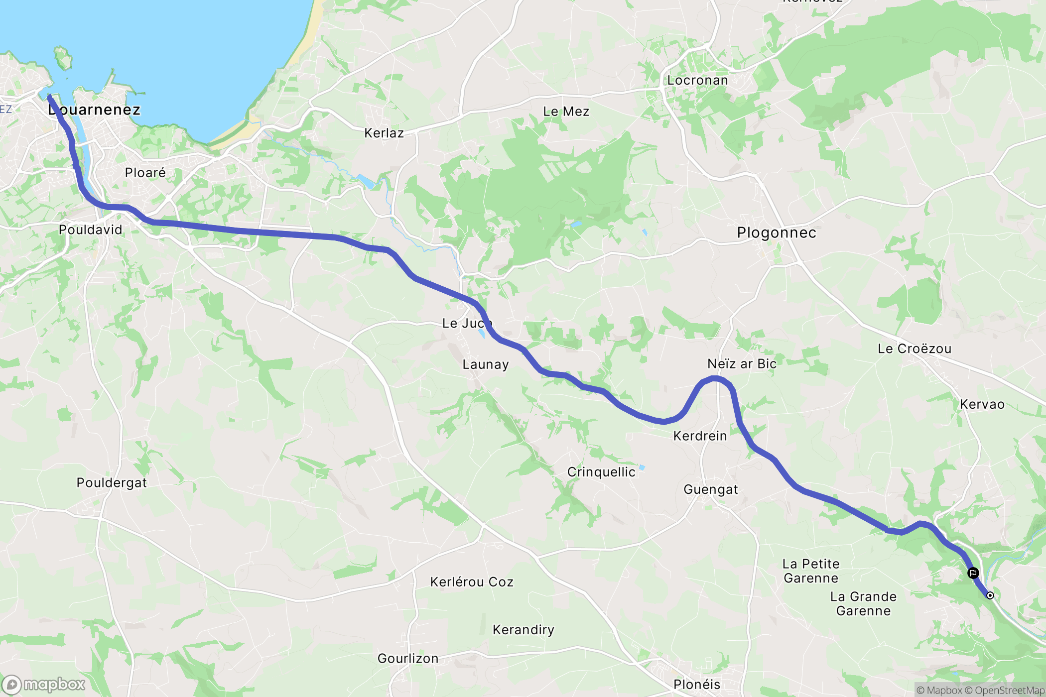 Guengat : carte du parcours de randonnée - France