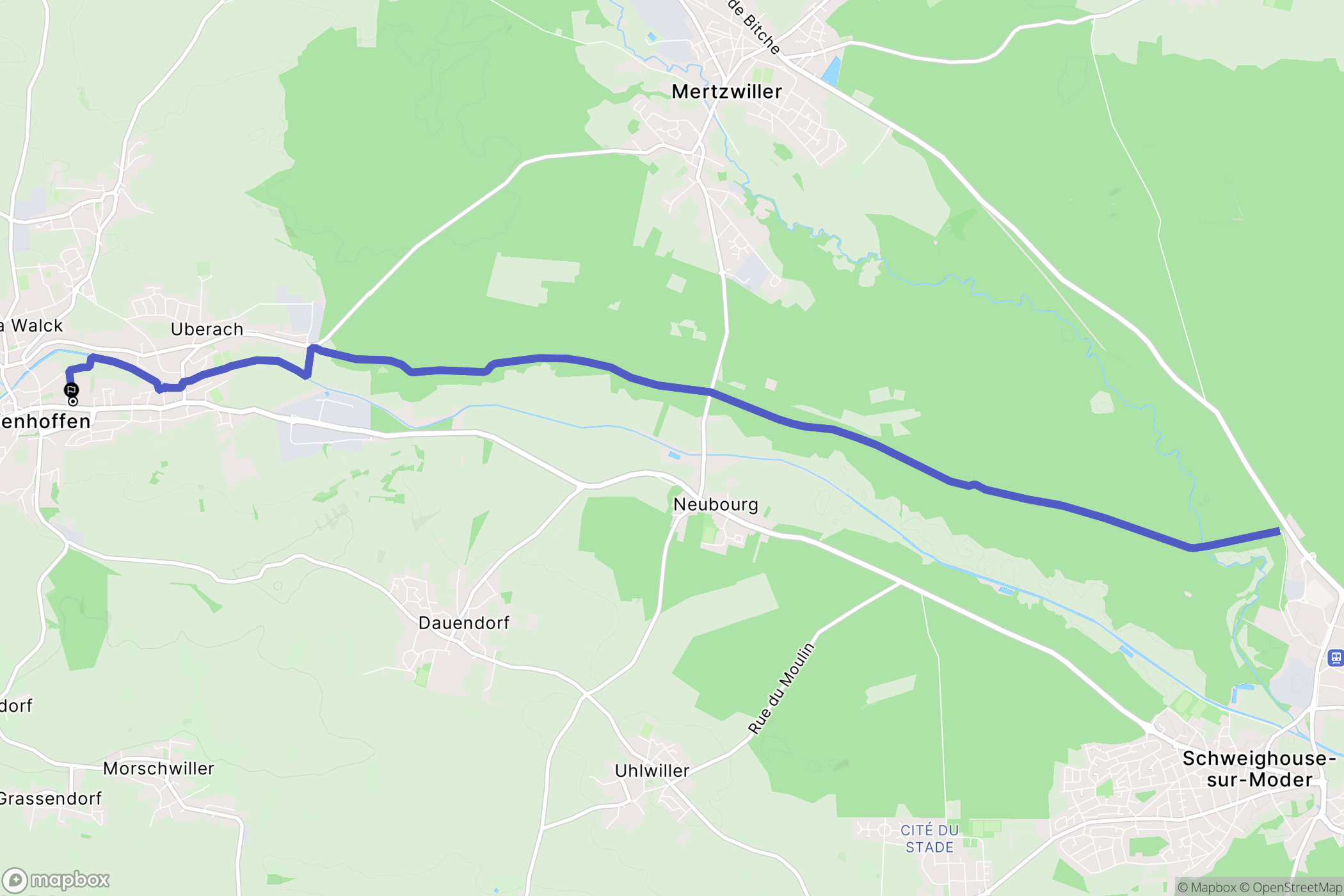 Val-de-Moder : carte du parcours de randonnée - France
