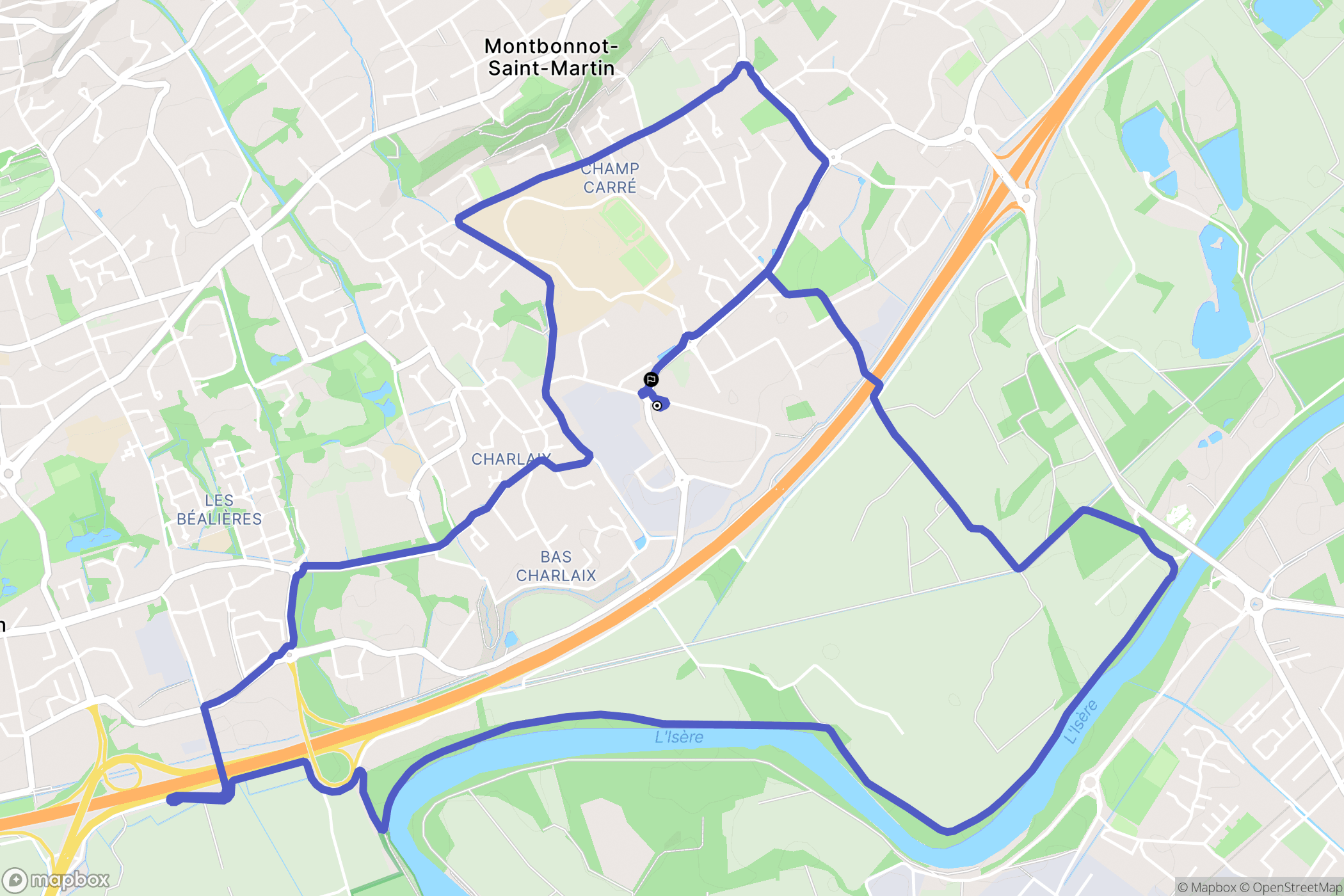 Montbonnot-Saint-Martin : carte du parcours de randonnée - France