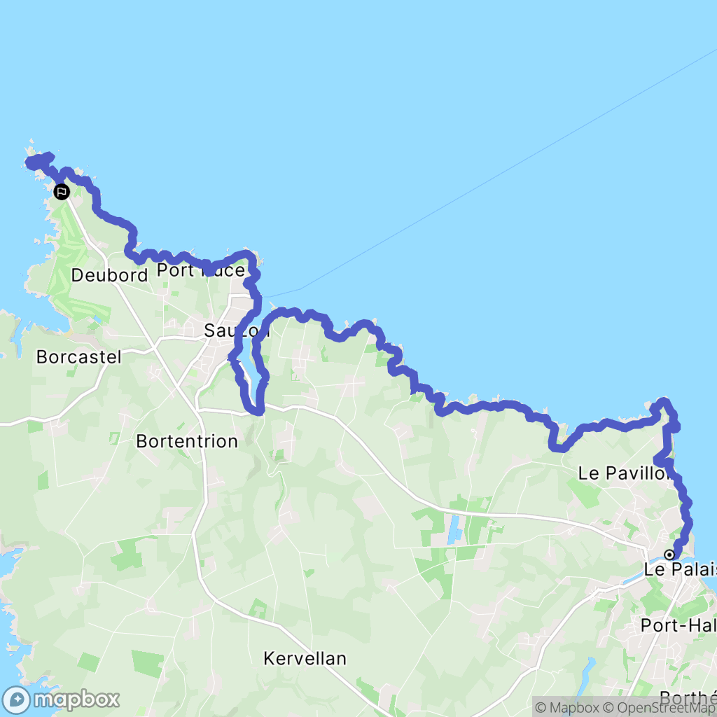 Le Palais : carte du parcours de randonnée - France
